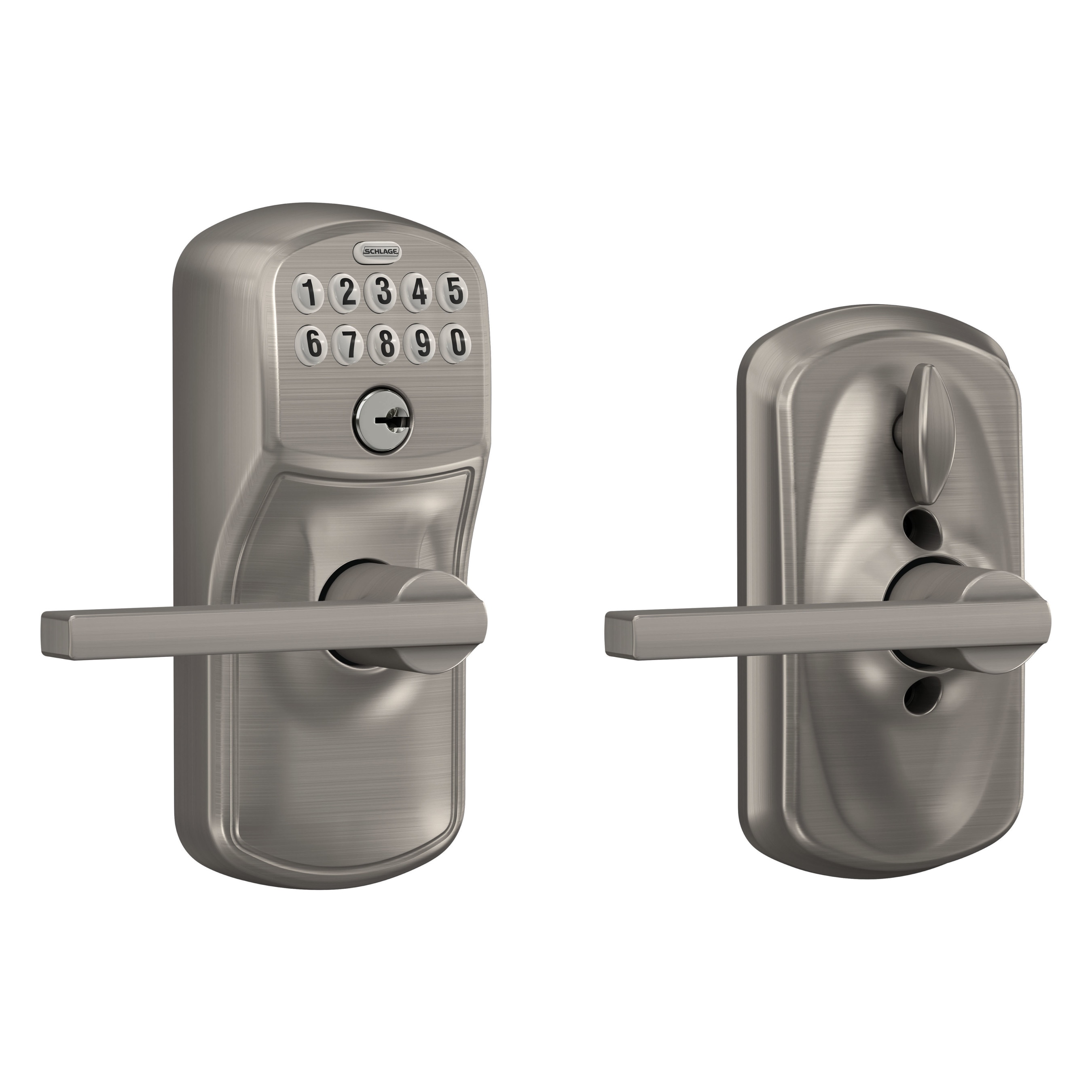 Schlage FE595 PLY 619 LAT Plymouth-Latitude Satin Nickel Electronic Handle and Keypad