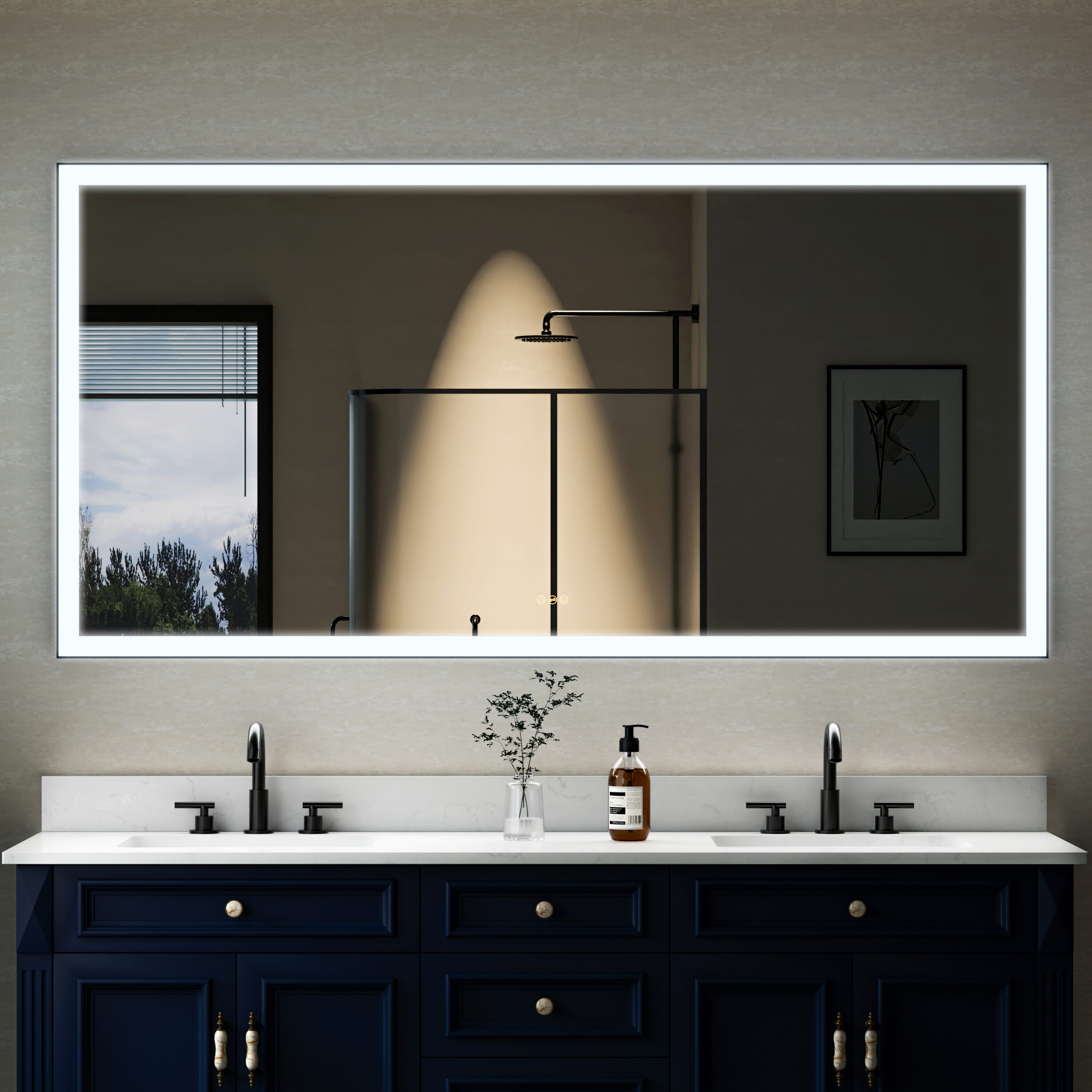 WELLFOR W5FM7236MB Framed-Bath-Mirrors - View #2