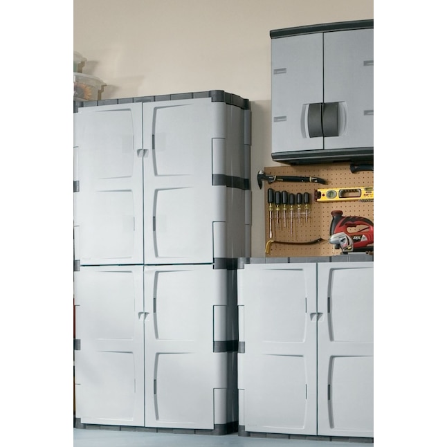 Rubbermaid Plastic Freestanding Garage Cabinet in Gray (36-in W x 72-in H x  18-in D) at