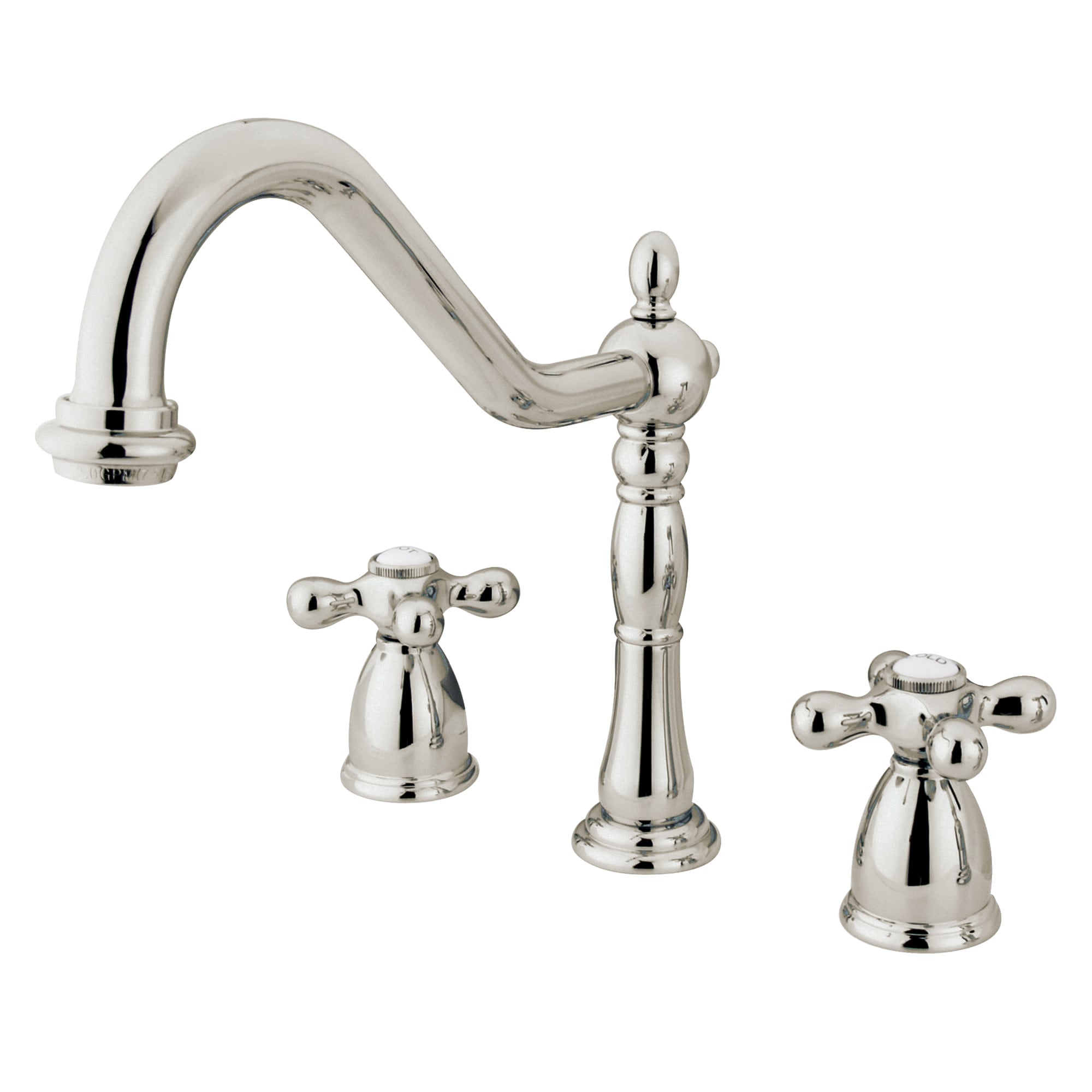 Kingston Brass WLKB1796AXLS Heritage Polished nickel Double Handle Deck-mount Kitchen Faucet