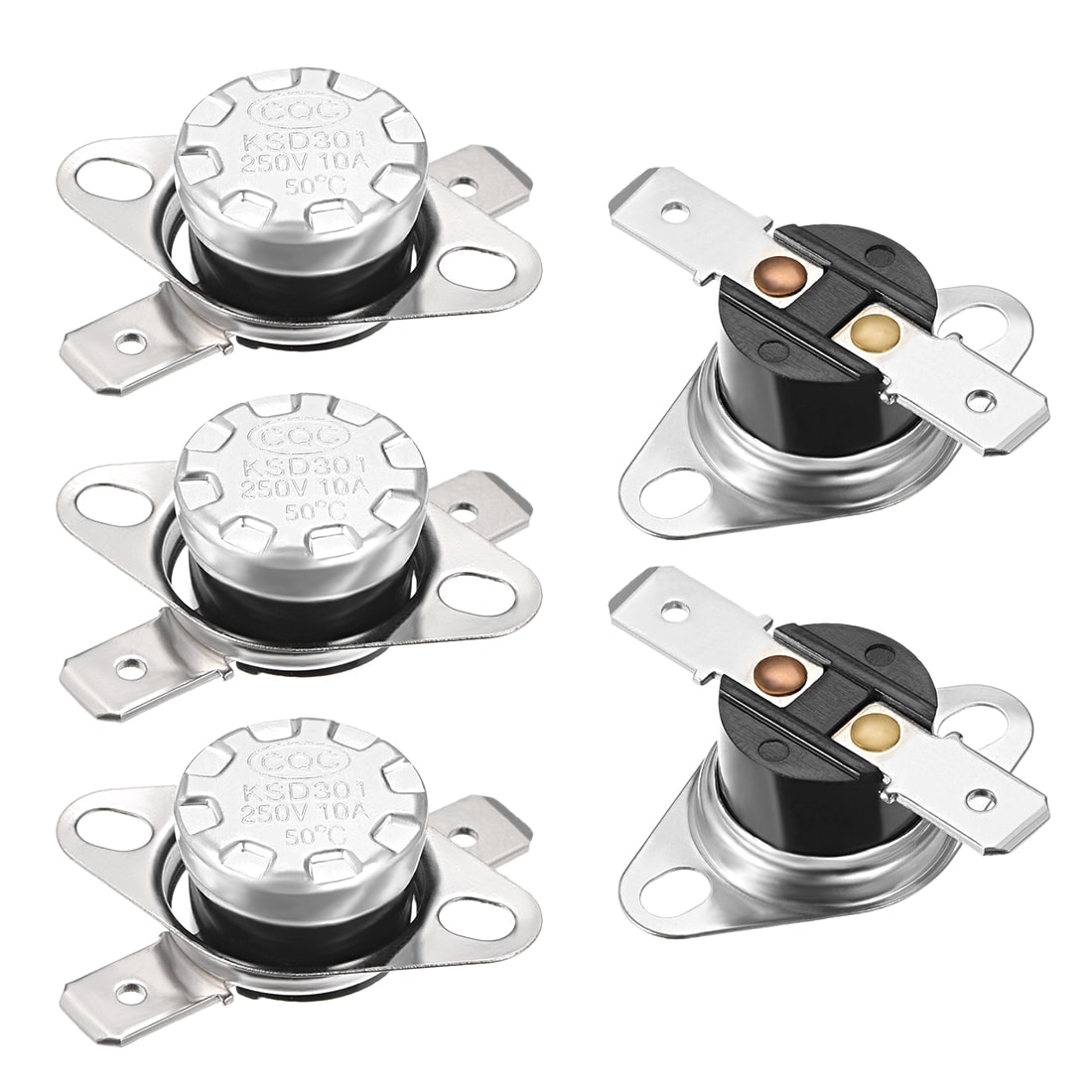 Unique Bargains KSD301 Thermostat 50 Celsius / 122 Fahrenheit 10A Normally Open N.O Adjust Snap Disc Temperature Switch 5pcs Bakelite Material #S26042800UX4547