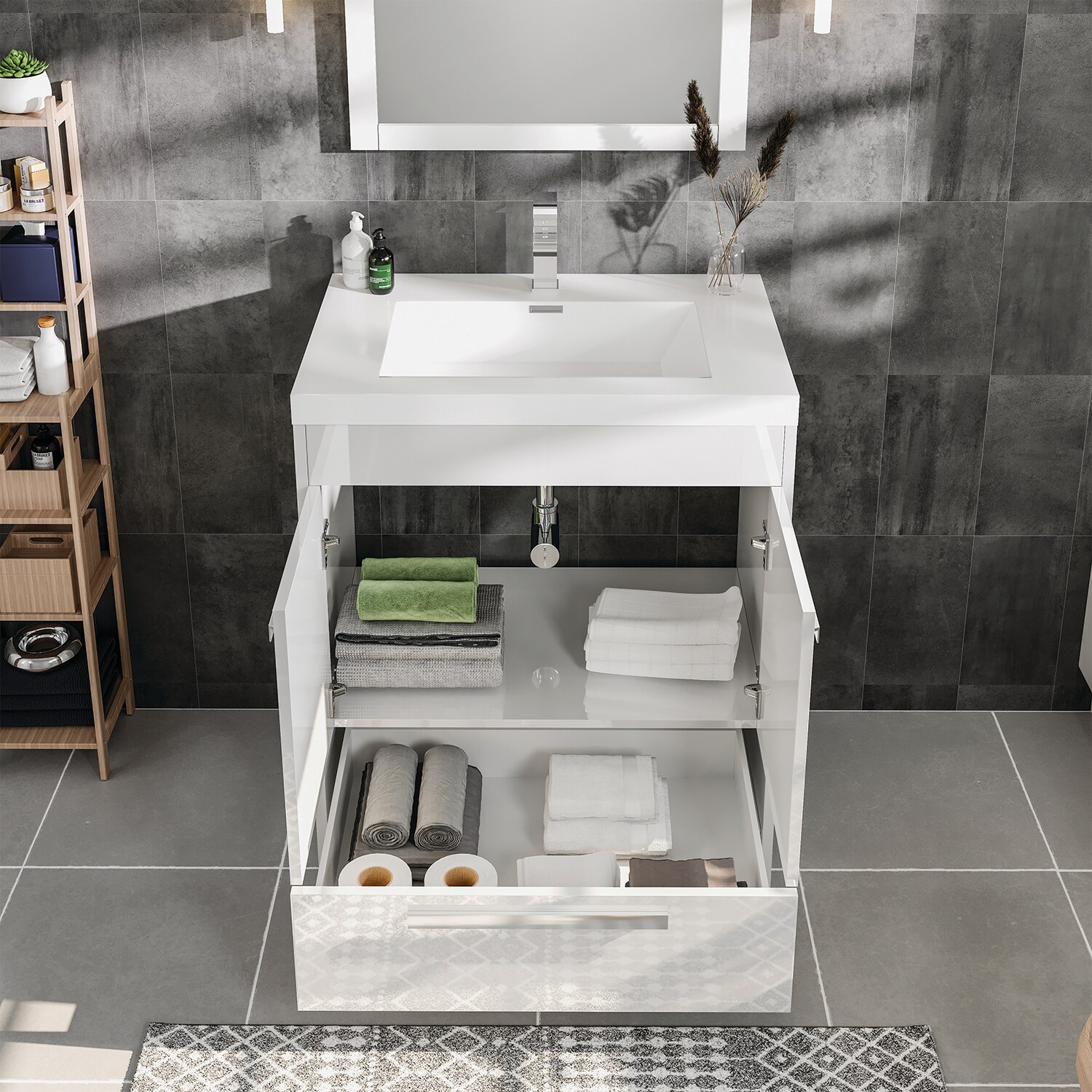 Eviva Lugano 30-in White Single Sink Bathroom Vanity with White Acrylic ...