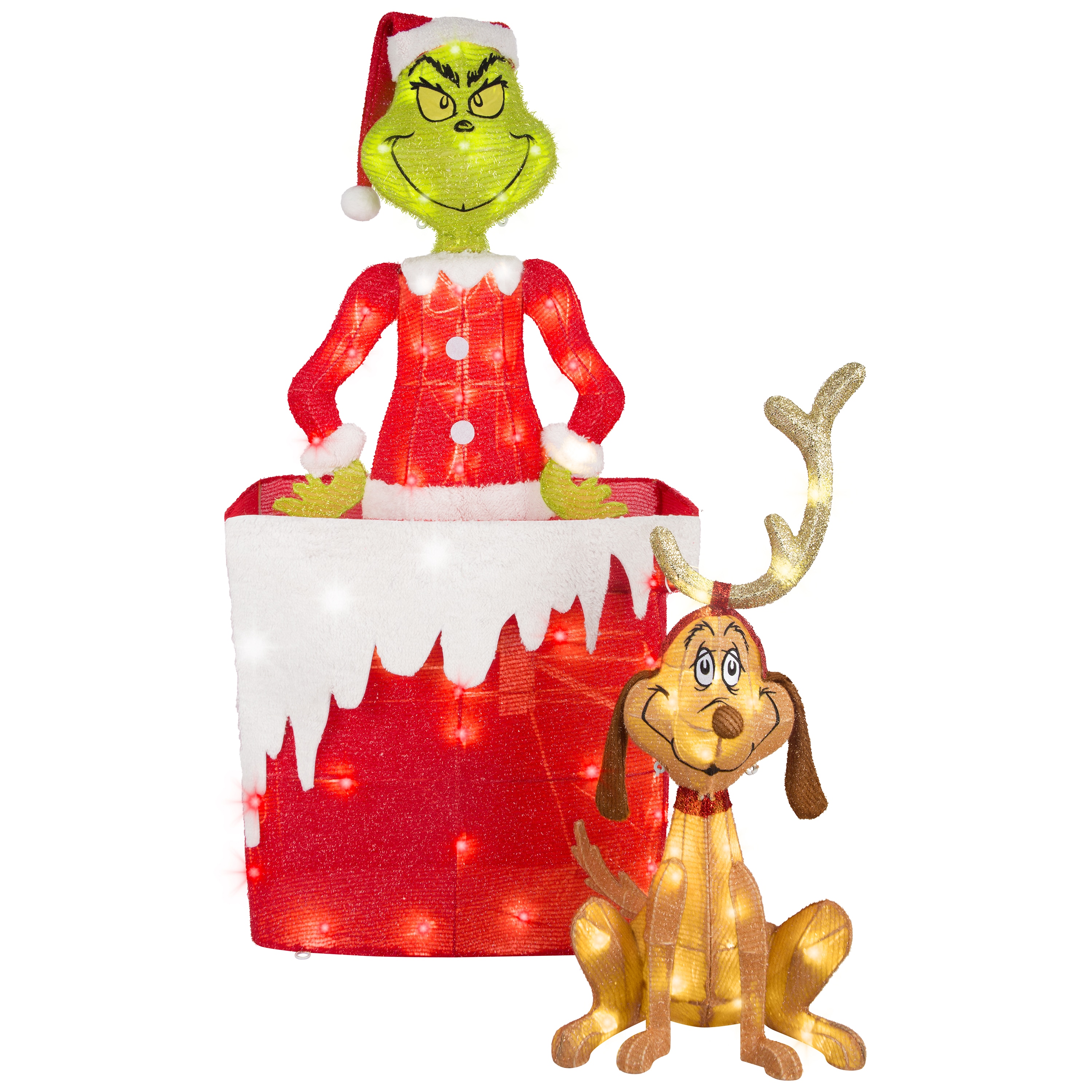 Grinch 883768 Animatronic 45.08-Inches Freestanding Licensed Yard decoration with White LED Lights