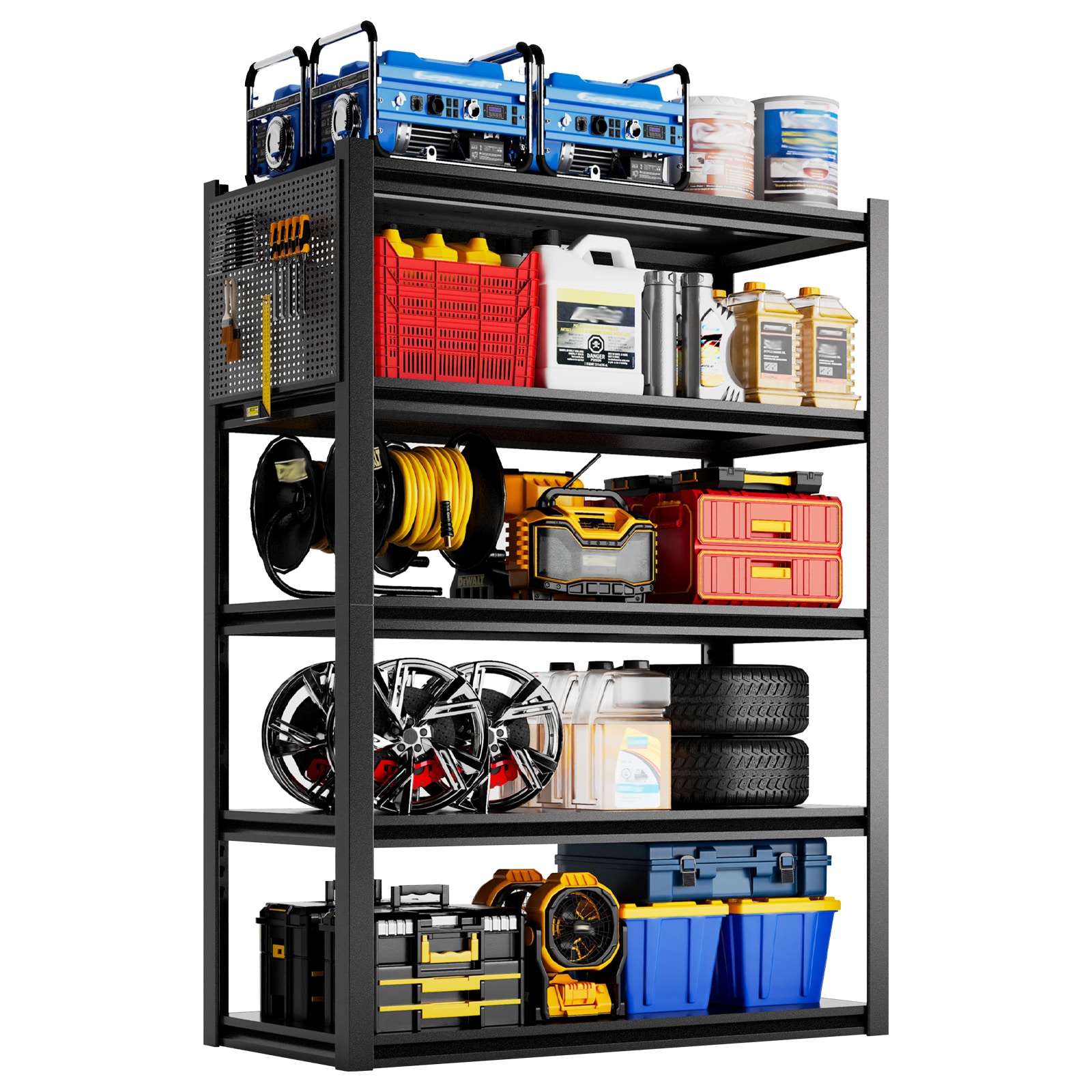 Maocao Hoom 47.2-in W x 24-in D x 72-in H 5 -Tier Heavy Duty Black Metal Utility Shelving Unit