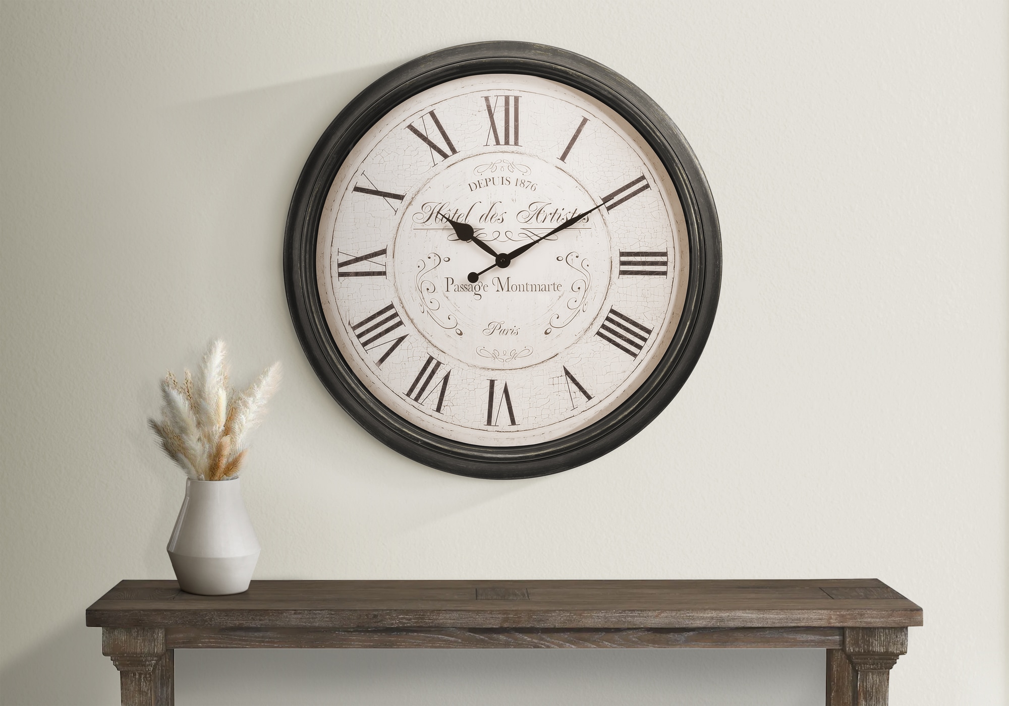 Blisstyle - Clocks 30inch Round Large Oversized Wall Clock Brown Transitional