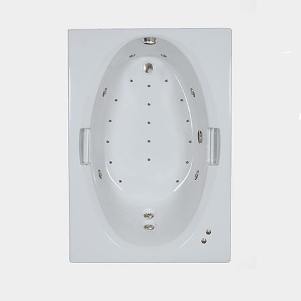 WaterTECH C6042GW WHITE Designer 41.75-in x 59.75-in White Acrylic Oval Drop-In Whirlpool and Air Bath Combination Tub (Reversible Drain)