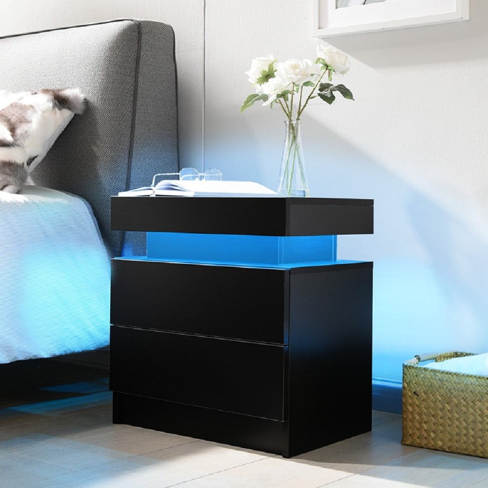Sunrinx - Black 19.3-in W x 20.5-in H Modern Nightstand