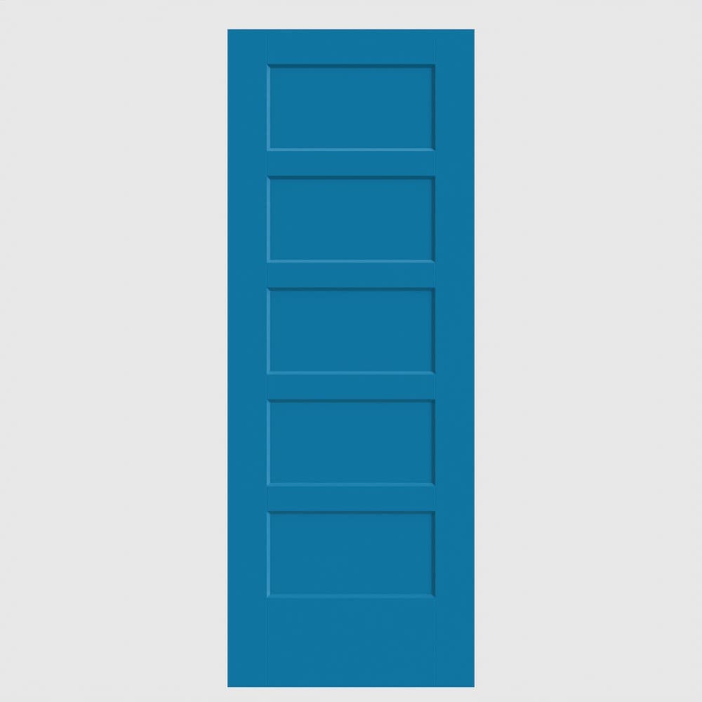 Masonite 640477 Bayshore 24-in x 80-in Blue Heron 5-panel square Smooth Solid core Primed Molded composite Slab Door