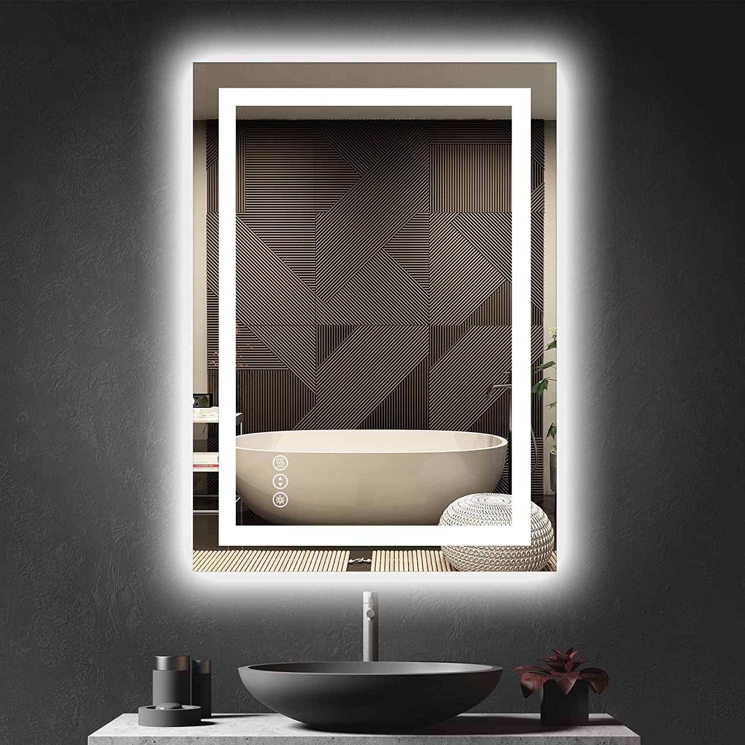 waterpar 96-in x 36-in LED Lighted Clear Rectangular Fog Free Flat  Frameless Bathroom Vanity Mirror in the Bathroom Mirrors department at