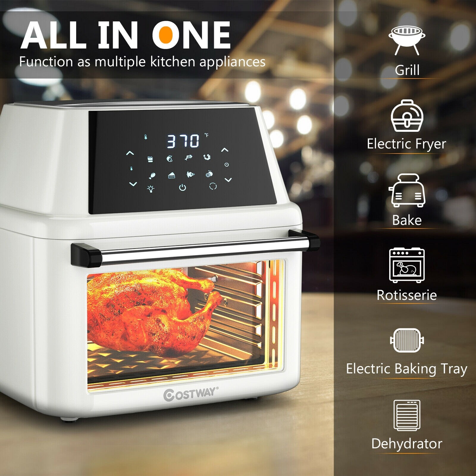Aria 17 Quart Retro Air Fryer Oven with Accessories - White, Baking,  Frying, Roasting, Grilling, 1600W, UL Safety Listed in the Air Fryers  department at