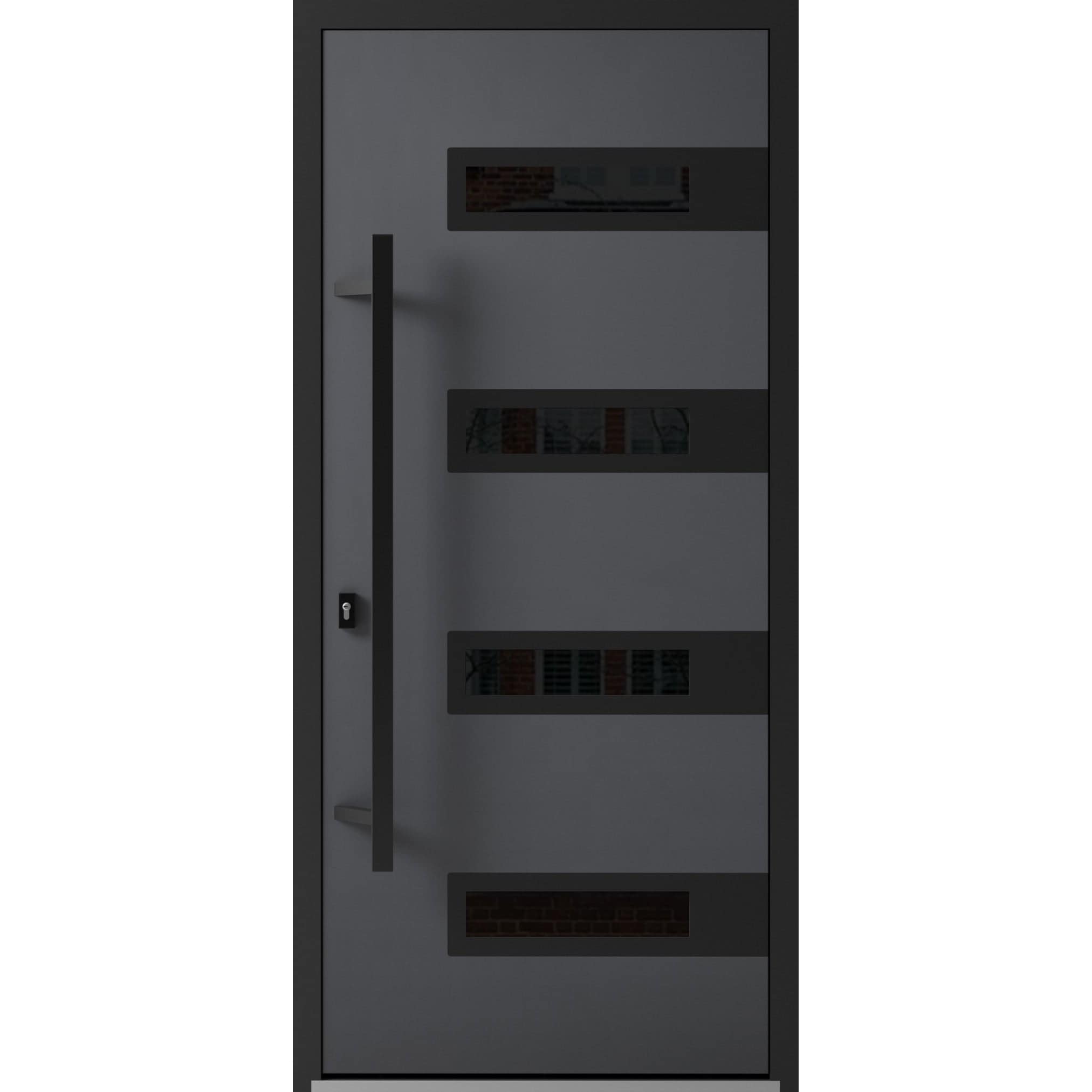 Vdom doors - RONEX0131 Exterior Prehung Steel Door Grey 36-in x 80-in Right-hand inswing