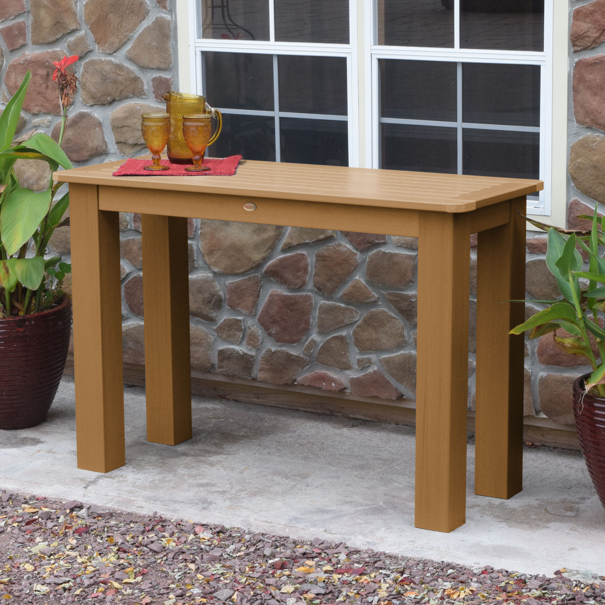 narrow outdoor buffet table