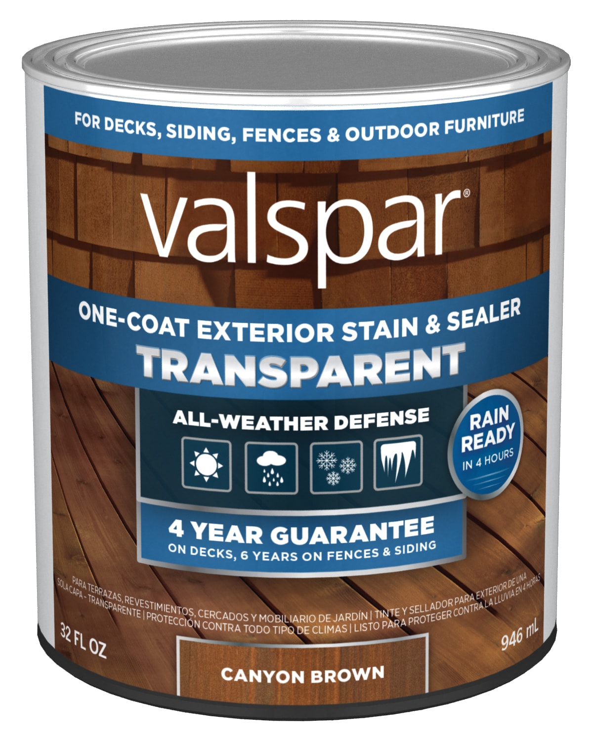 Valspar Pretinted Canyon Brown Transparent Exterior Wood Stain and