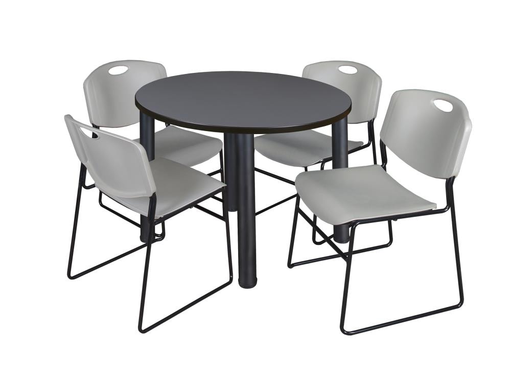 Regency TB36RNDGYBPBK44GY Breakroom Gray 4-Person Training Table (36-in W x 29-in H)