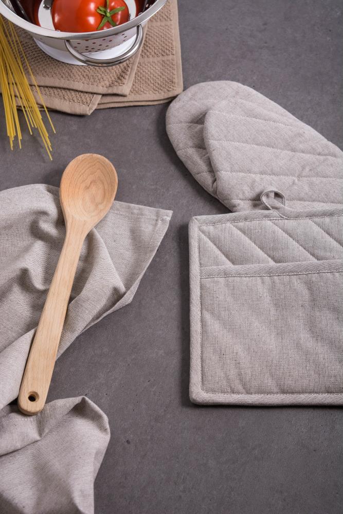 DII Natural Solid Chambray Oven Mitt (Set of 2), 13x6, 100% Cotton 