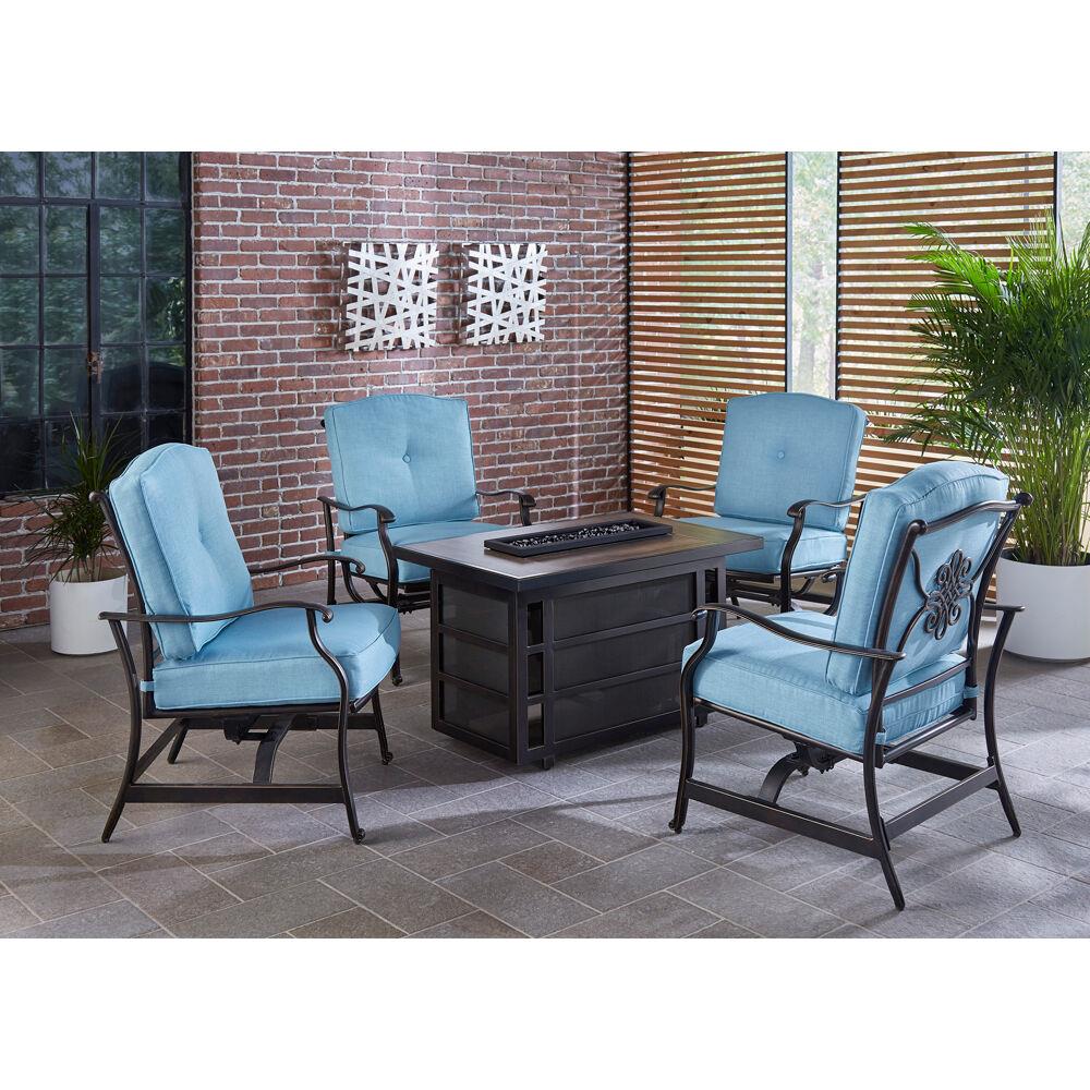 Hanover TRAD5PCRECFP-BLU Patio-Conversation-Sets - View #14