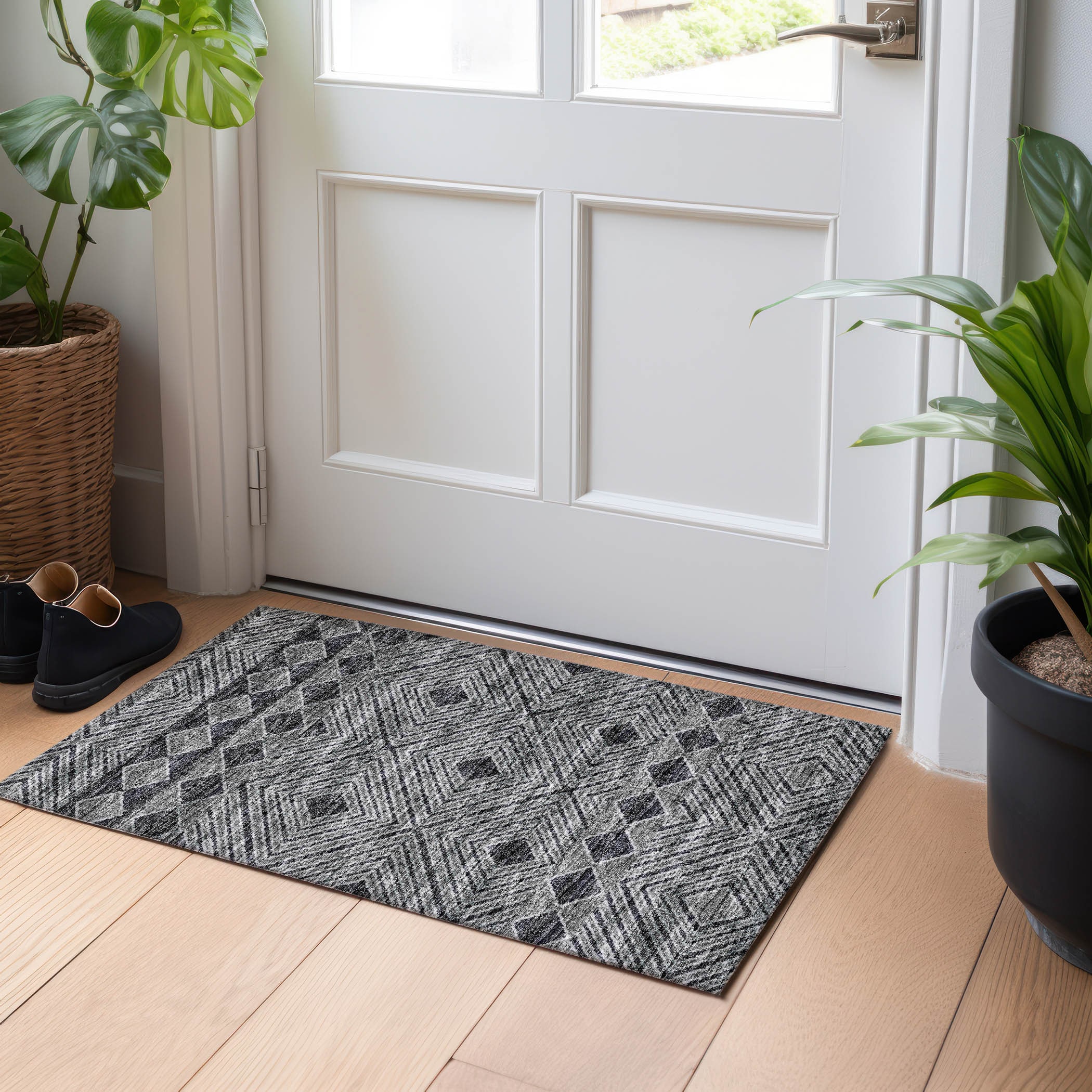Addison Rugs AMF107GR20X30 Mayfield AMF107GR 2 x 3 (ft) Loomed Polyester Gray Rectangular Indoor Abstract Machine washable Area rug