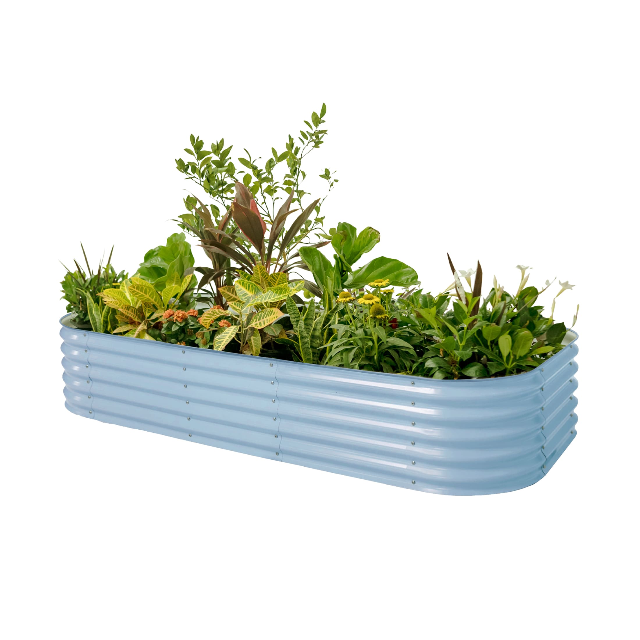 Vego Garden VB10N117SB 45-cu ft 48-in W x 96-in L x 17-in H Sky Blue Galvanized Metal Raised Garden Bed