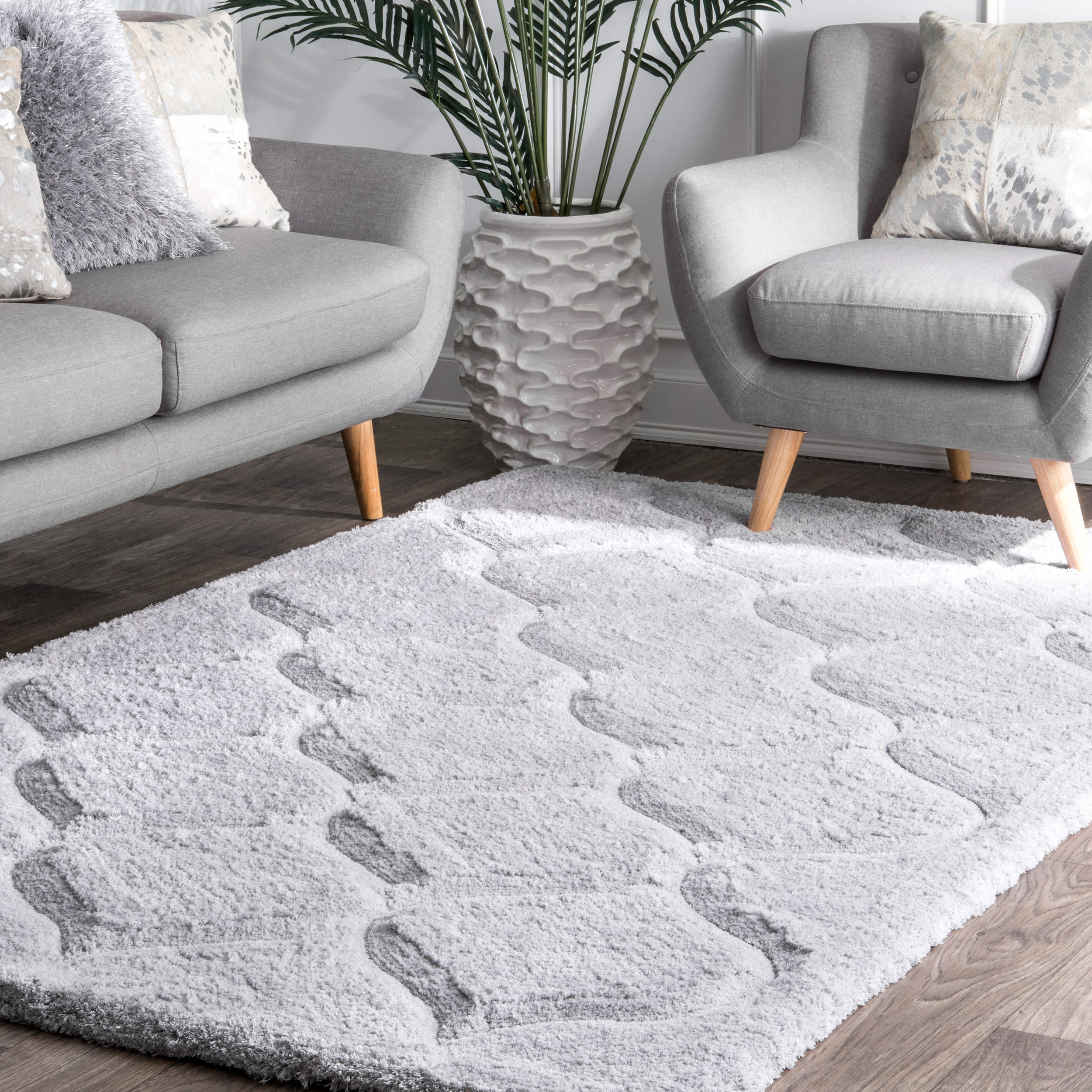 nuLOOM HJML01C-76096 8 x 10 (ft) Tufted Polyester Grey Rectangular Indoor Geometric Area rug