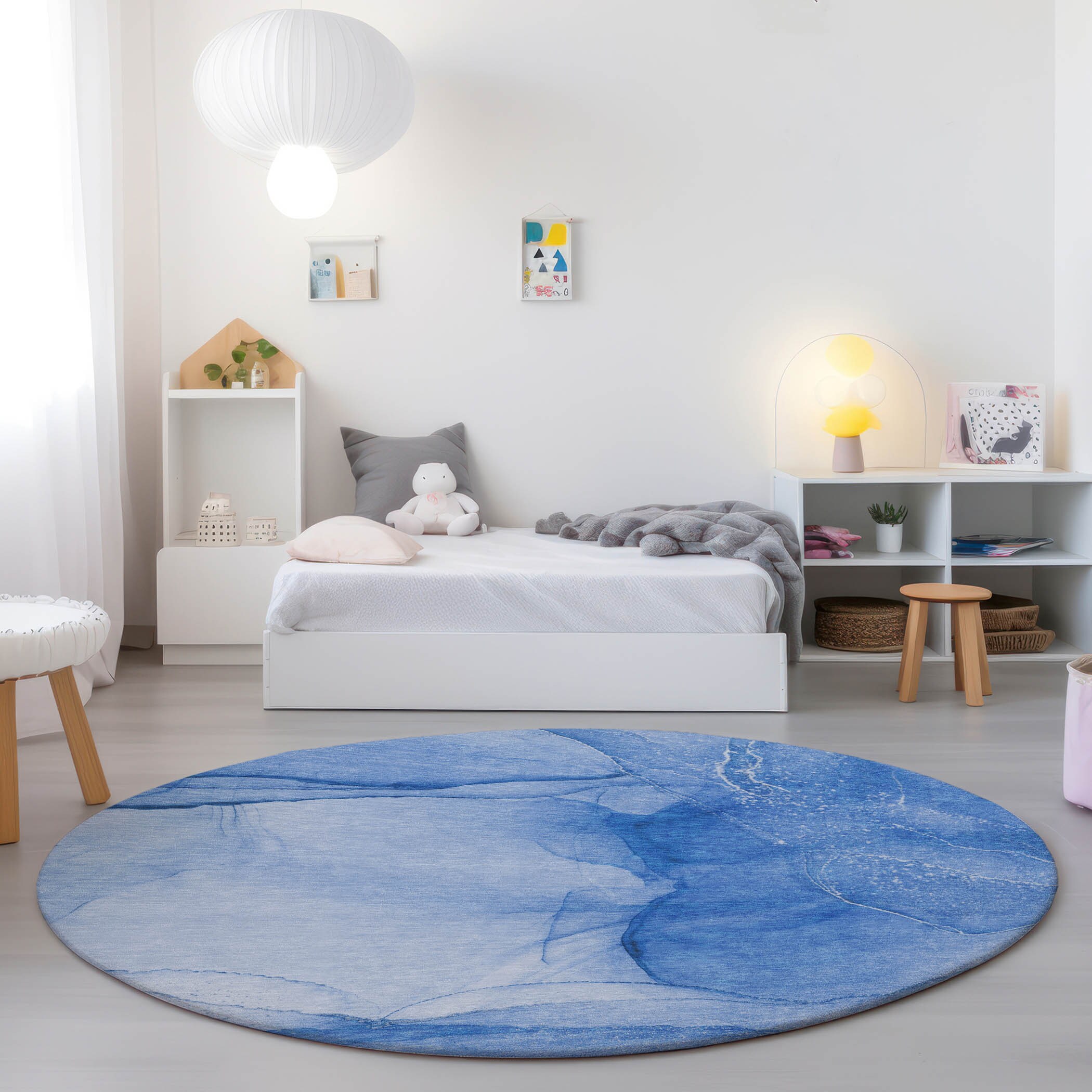 Addison Rugs ACN507BU8RO Chantille ACN507BU 8 x 8 (ft) Polyester Blue Round Indoor/Outdoor Abstract Machine washable Area rug