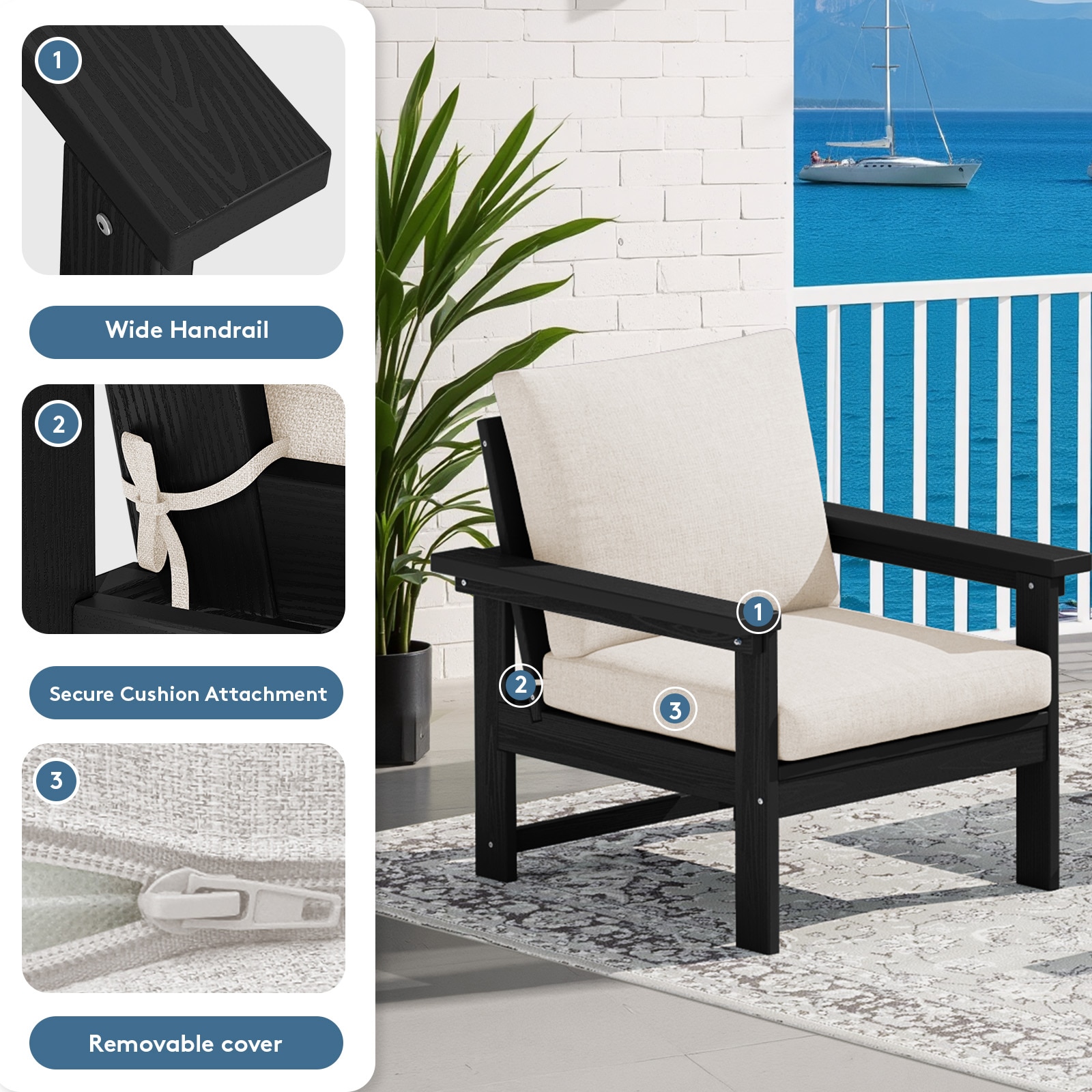 VOUA ZHSF03-BJ-BK Patio-Conversation-Sets - View #7
