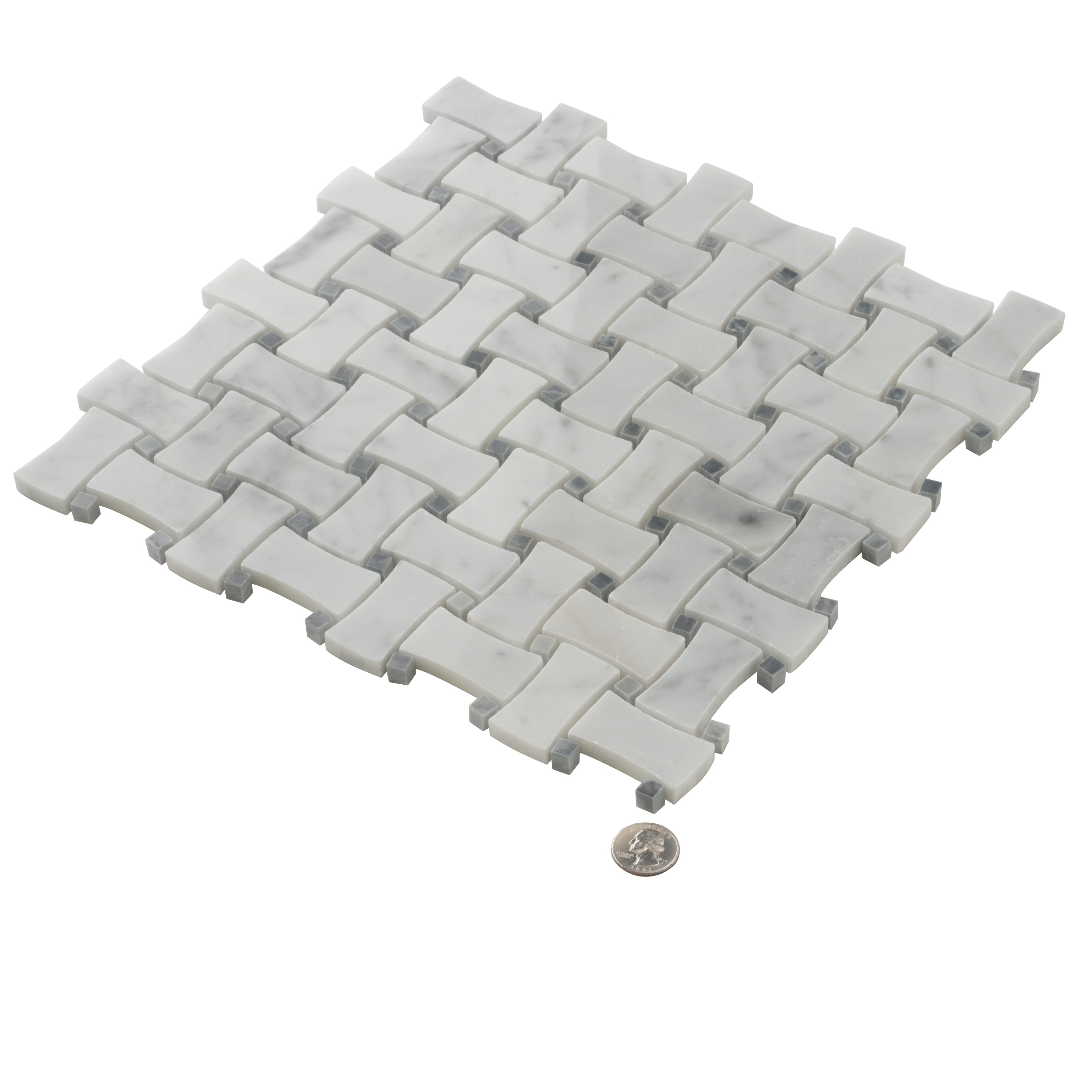 12" x 12" Gray Marble Basketweave Mosaic Tile