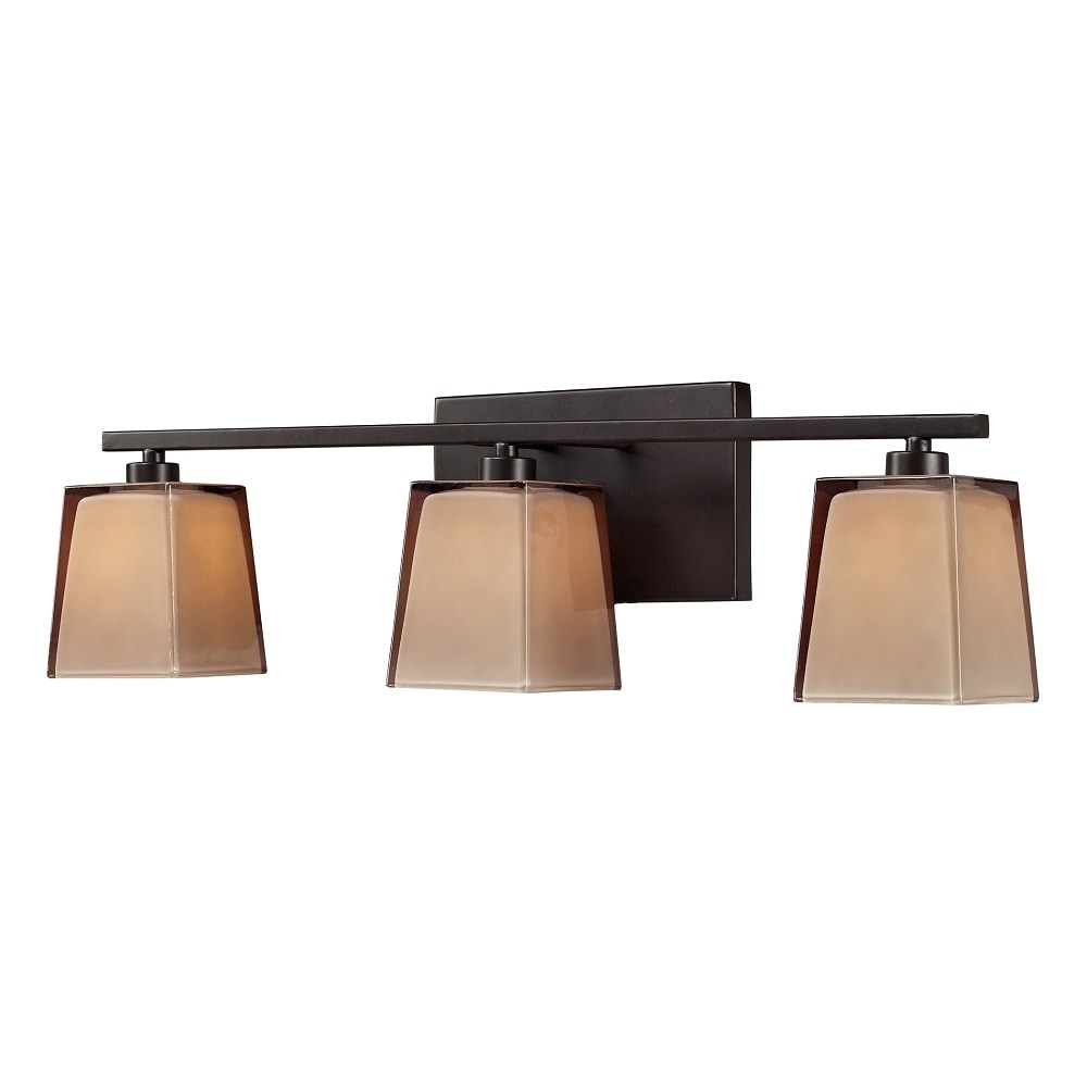 Westmore Lighting BB383411 Wicomico 23-in 3-Light Oiled Bronze and Tan Glass Transitional Vanity Light