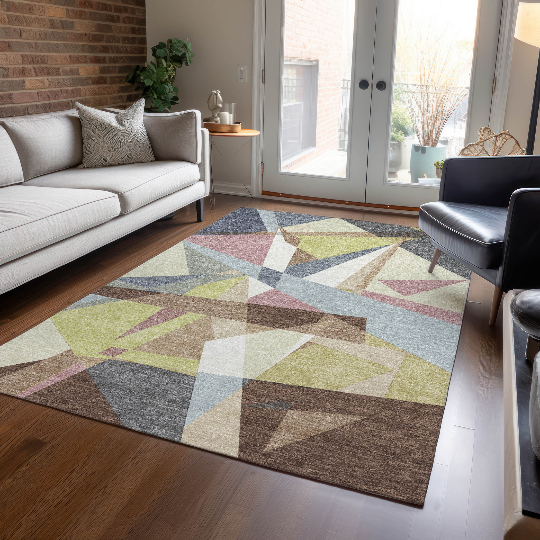 Addison Rugs ACN1610KH8X10 Chantille ACN1610KH 8 x 10 (ft) Polyester Khaki Rectangular Indoor/Outdoor Geometric Machine washable Area rug
