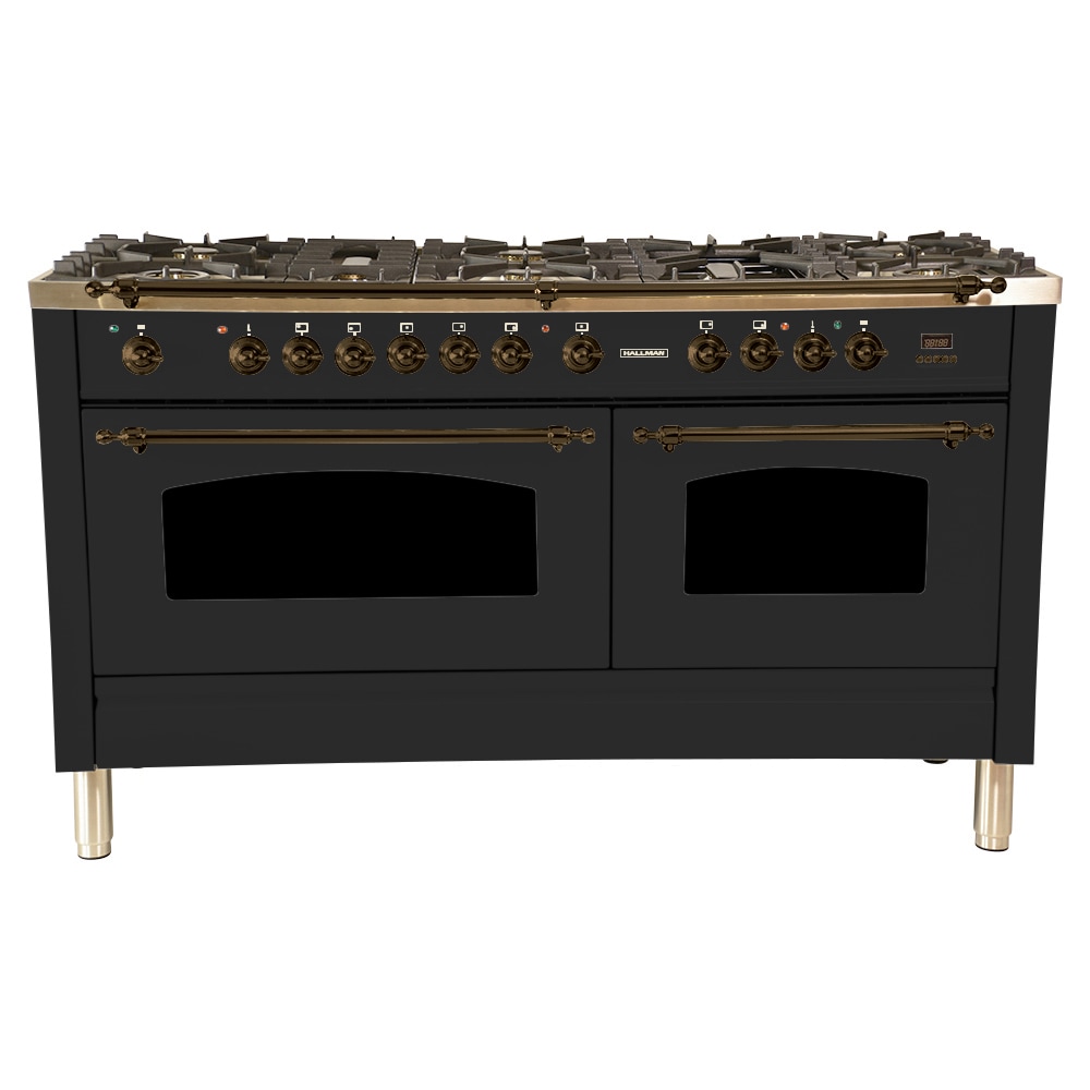 Hallman HDFR60BZMG 60-in 8 Burners 3.55-cu ft / 2.45-cu ft Convection Oven Freestanding Double Oven Dual Fuel Range (Matte Graphite)