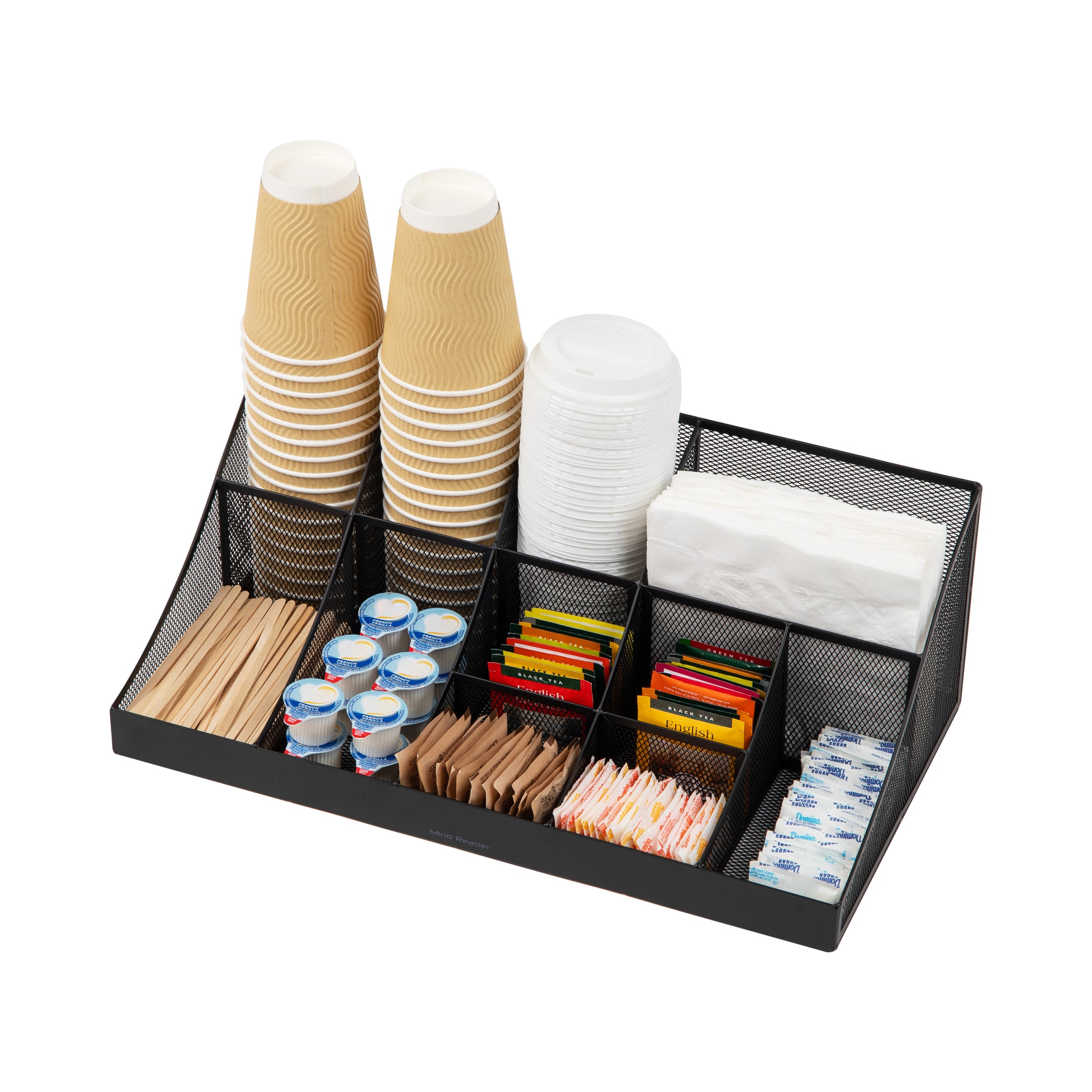 Mind Reader - Trove 7-Compartment Coffee Condiment Organizer - Black