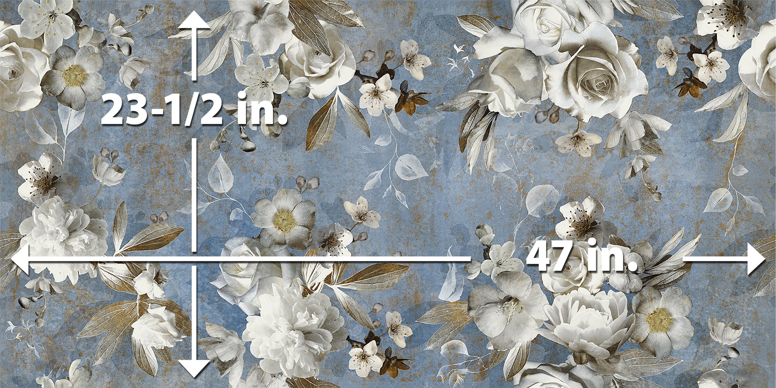 Parete Setoso Large Blue and White Glazed Porcelain Floral Tile