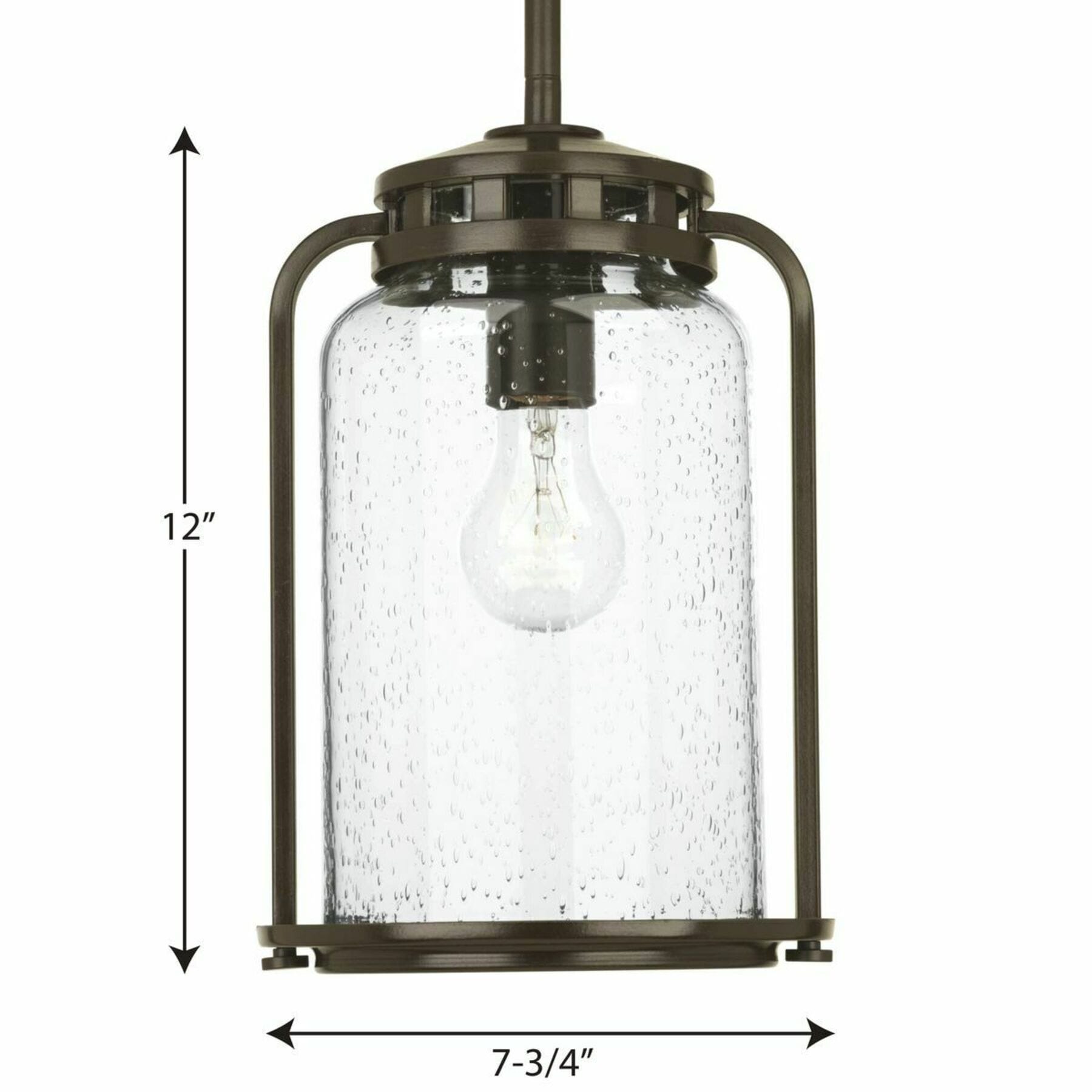 Progress Lighting Botta Antique Bronze Transitional Seeded Glass Lantern Pendant Light