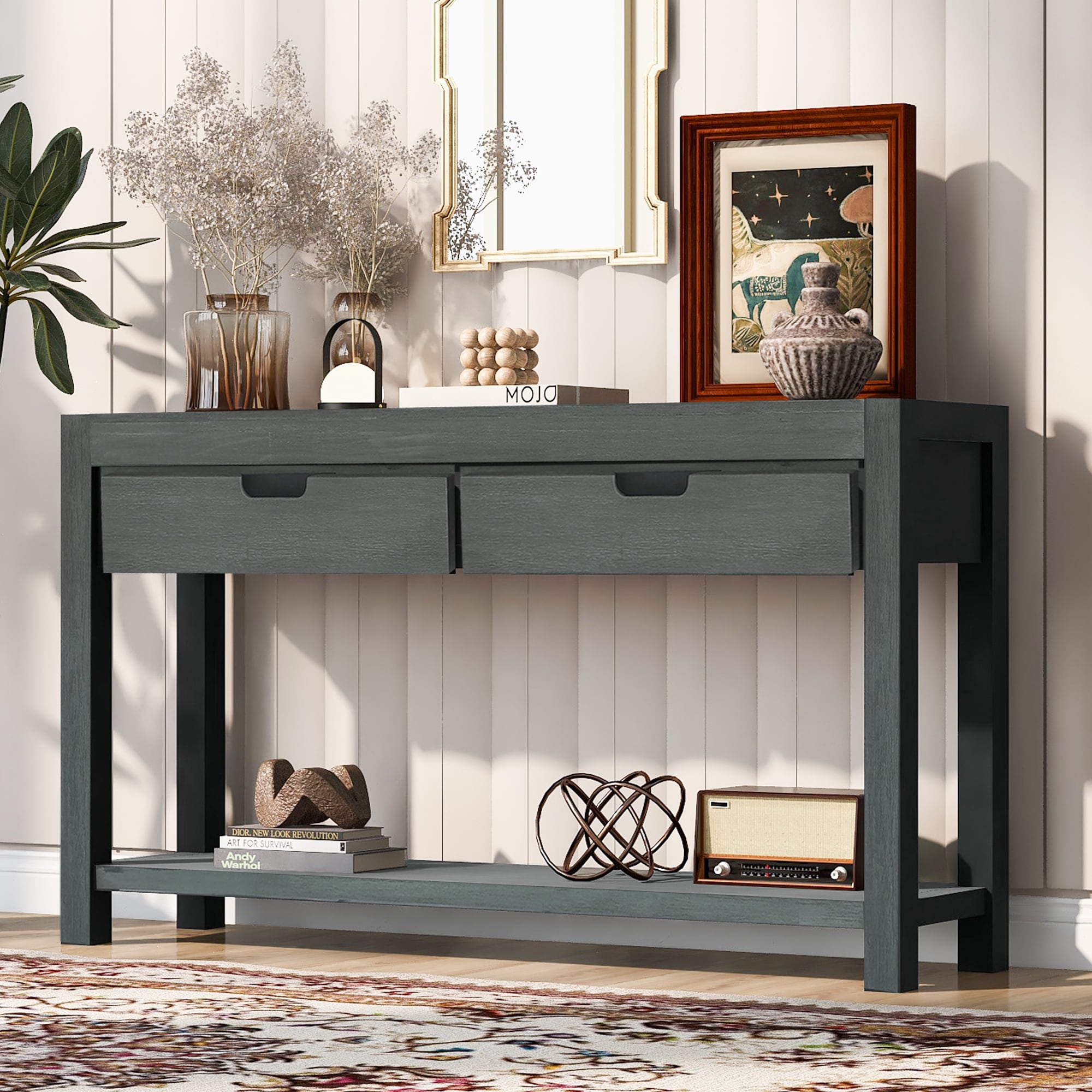 ModernLuxe N711P171693V Console Table Entryway Table for Hallway Living Room with 2 Drawers and 1 Shelf