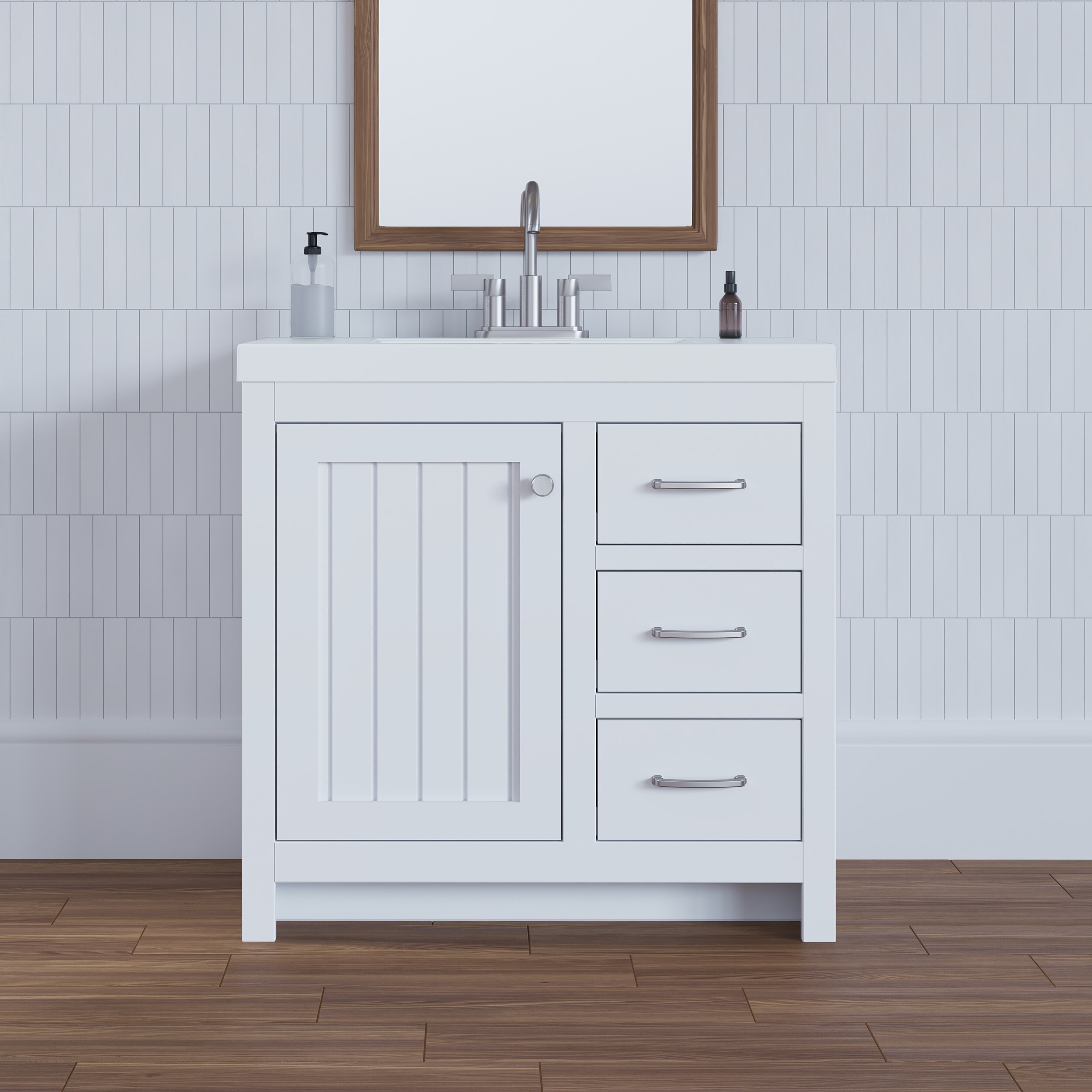 Diamond NOW Tipton 36-in White Single Sink Bathroom Vanity with White  Cultured Marble Top