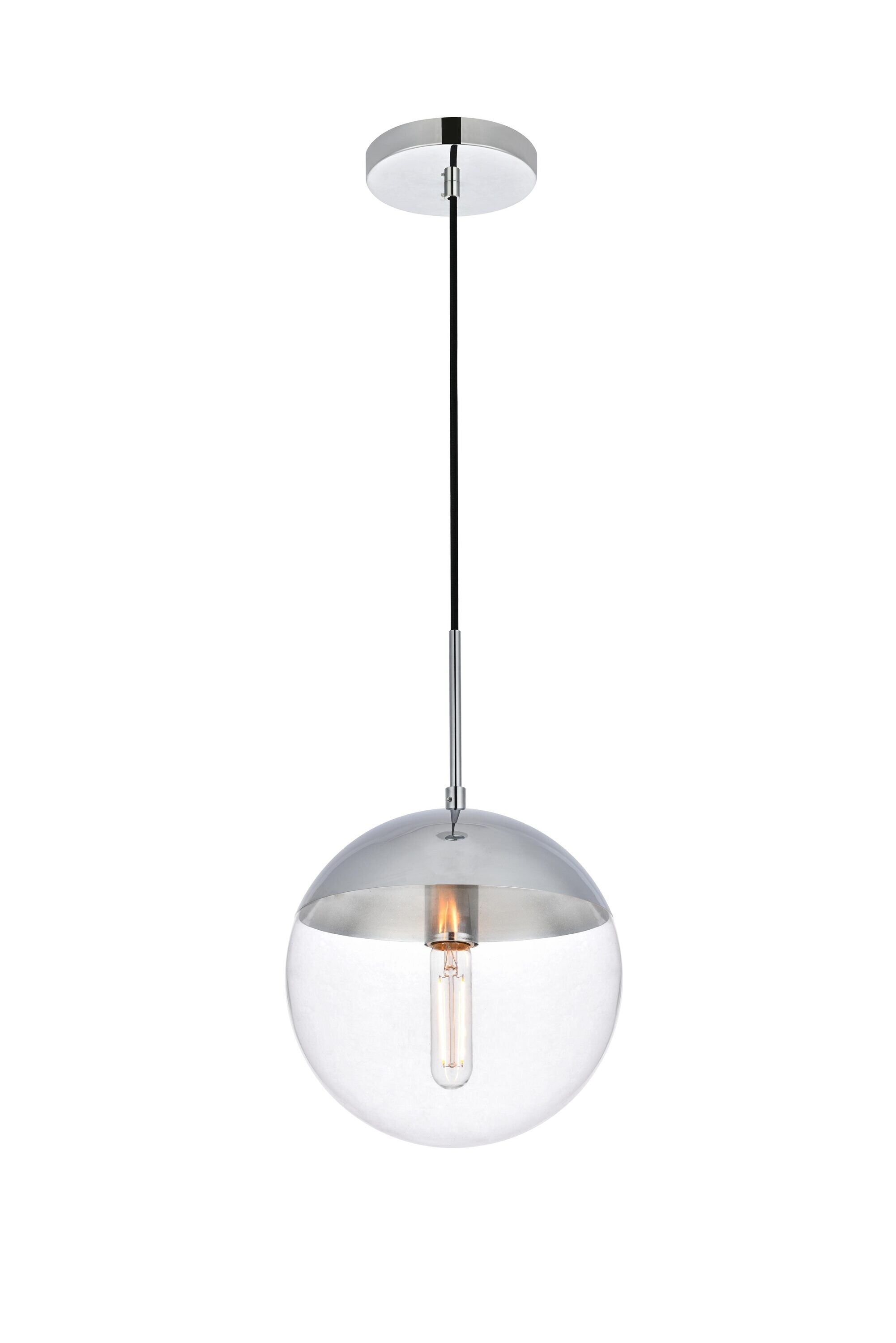 Eclipse Chrome Pendant Light with Clear Glass Shade