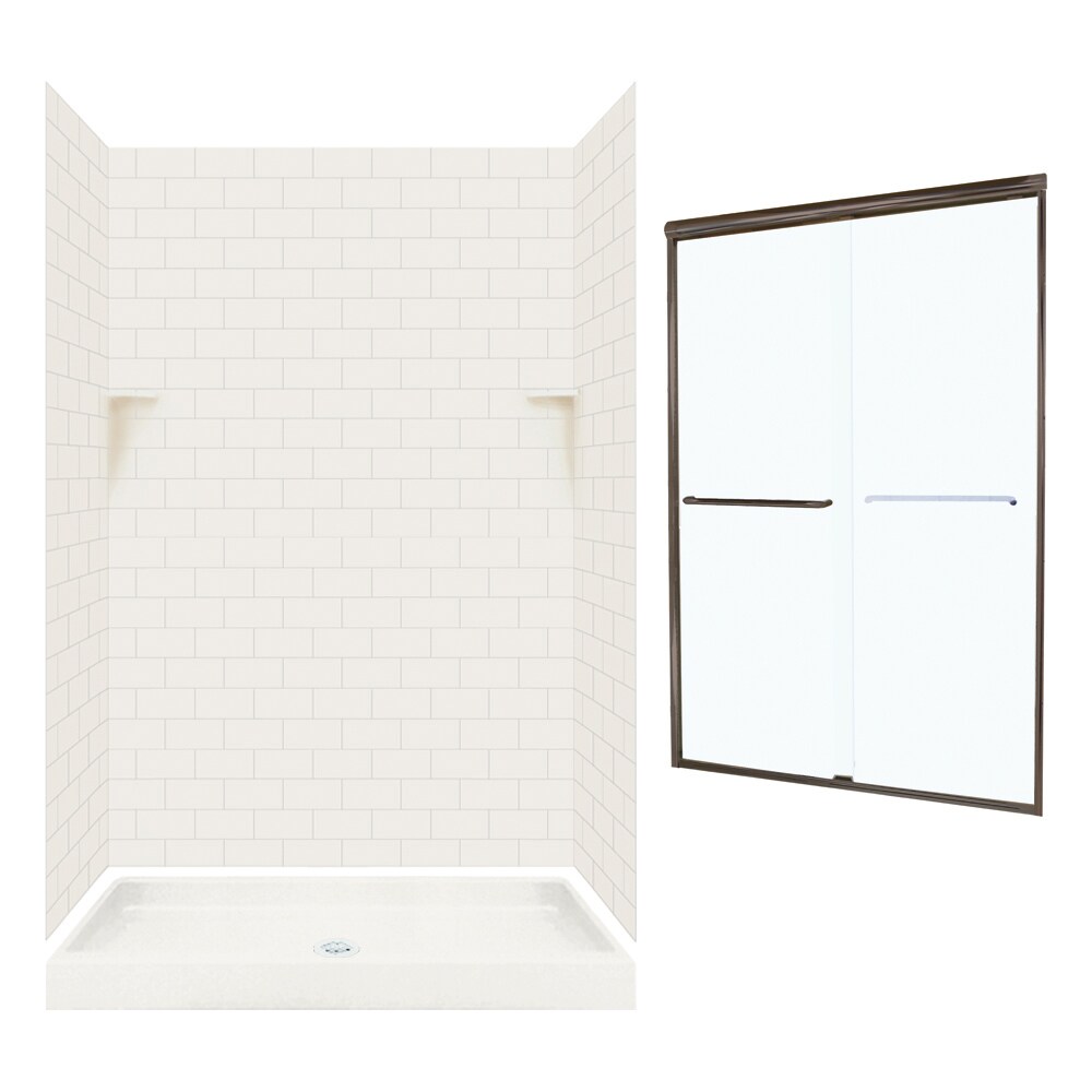 Swan Swanstone Square Tile Shower Package 48 In X 32 In X 72 In Alcove Shower With Frameless