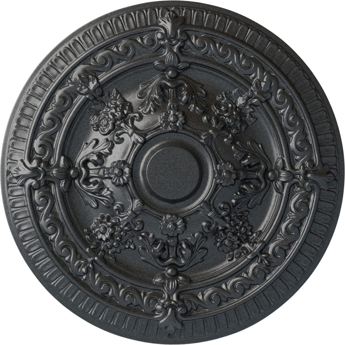Ekena Millwork CM26VIPES Vincent 26-in W x 26-in L Painted Pewter Polyurethane Whole Ceiling Medallion