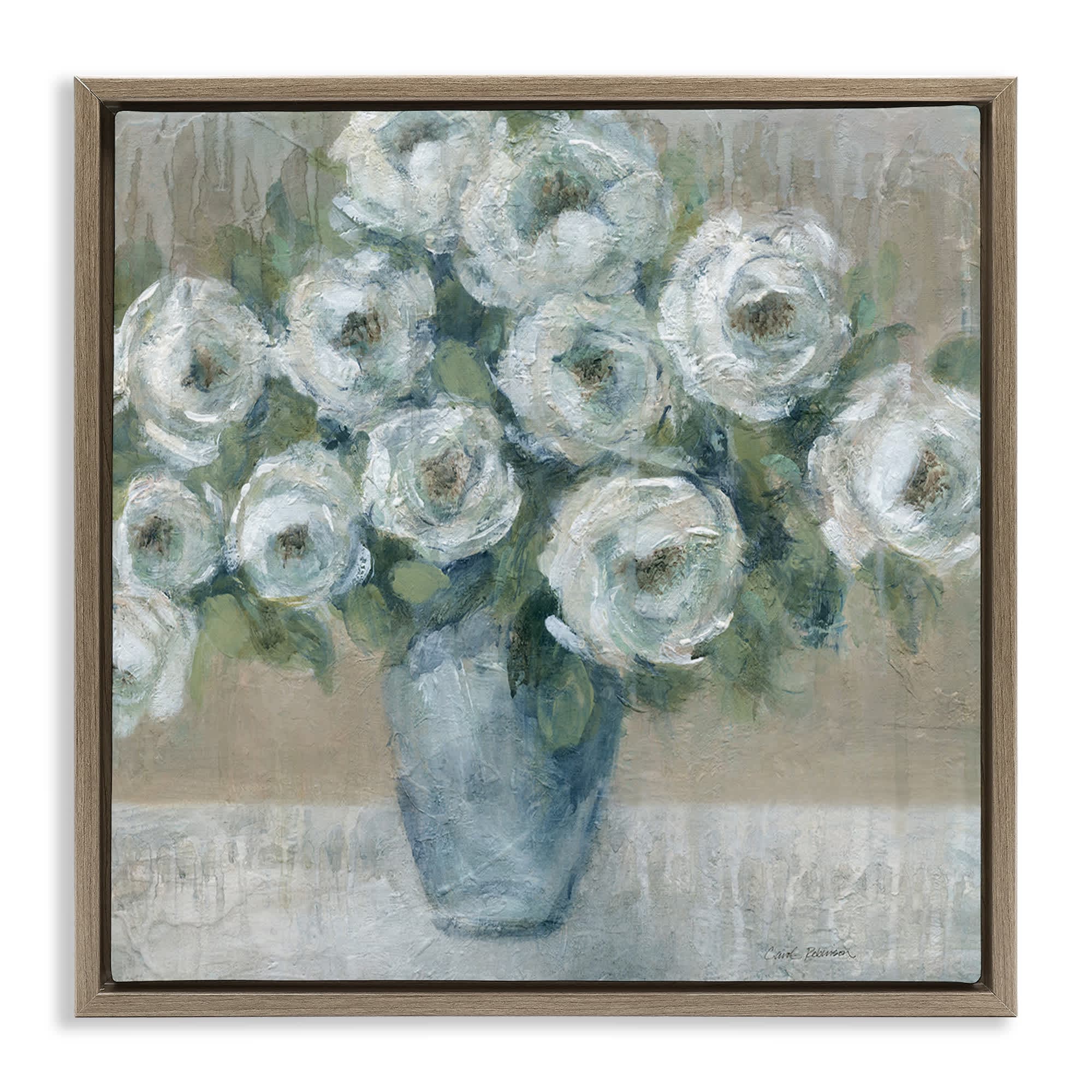 Stupell Industries BS-259-FFE-17X17 Round Painted Roses Floating Frame design by Carol Robinson