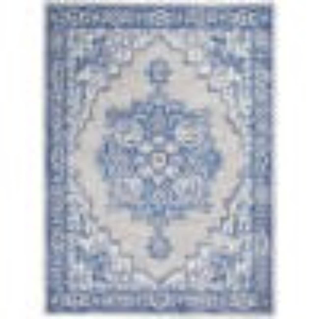 HomeRoots 4000385834 6 x 9 (ft) Polypropylene Grey Blue Rectangular Indoor Floral Area rug