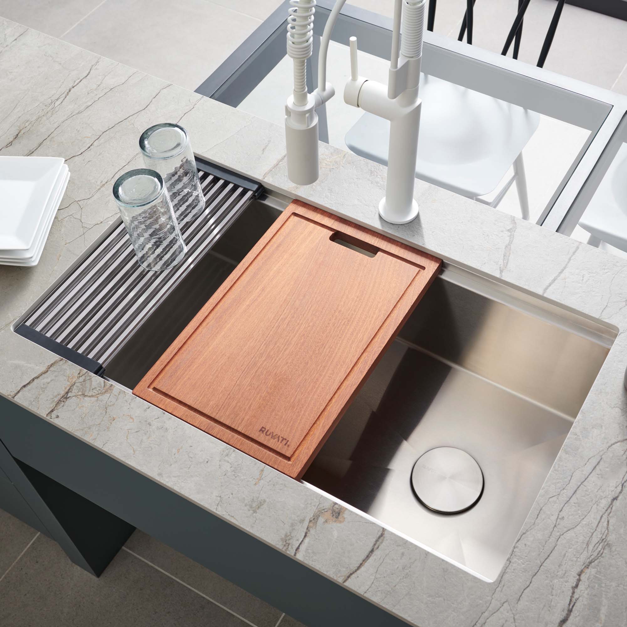 Ruvati 36-Inch Stainless Steel Workstation Kitchen Sink with Accessories