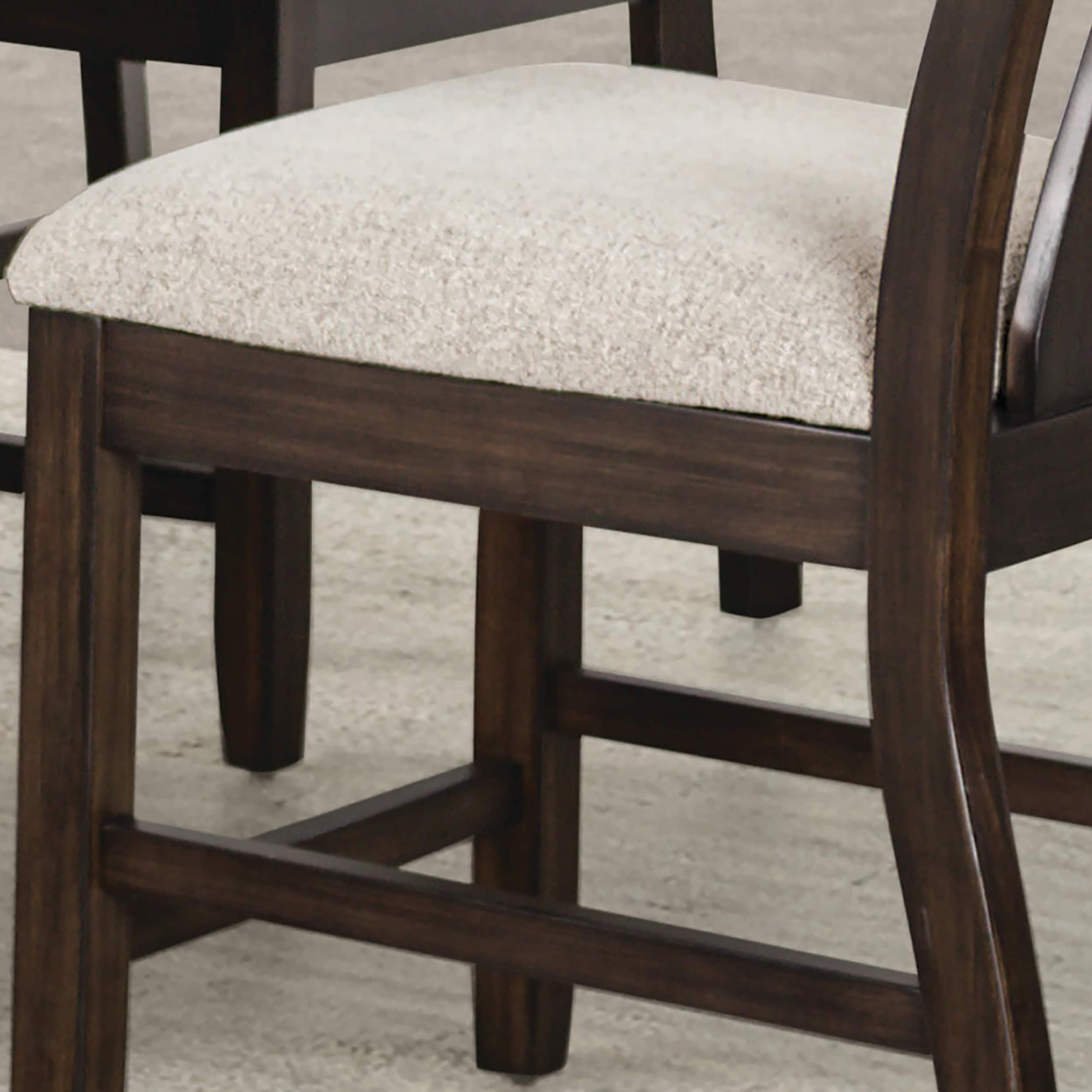 Beige Upholstered High Back Wood Side Chair Set