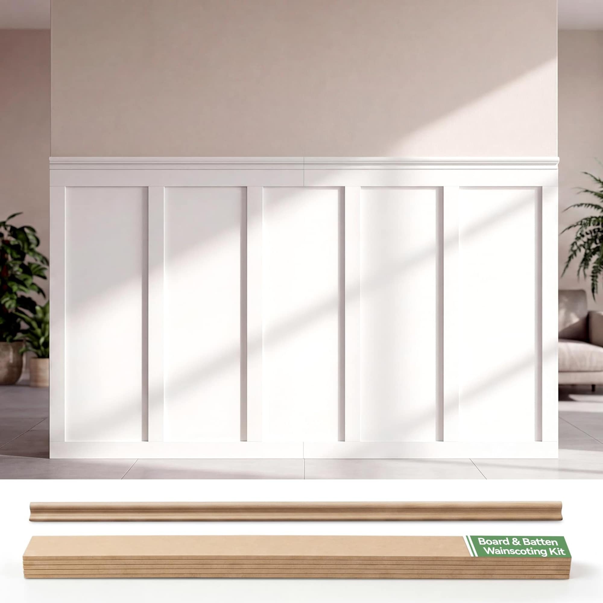 Wudkey MDF Board and Batten Wall Panel Kit 24 Piece Covers 160 x 47 in Paintable