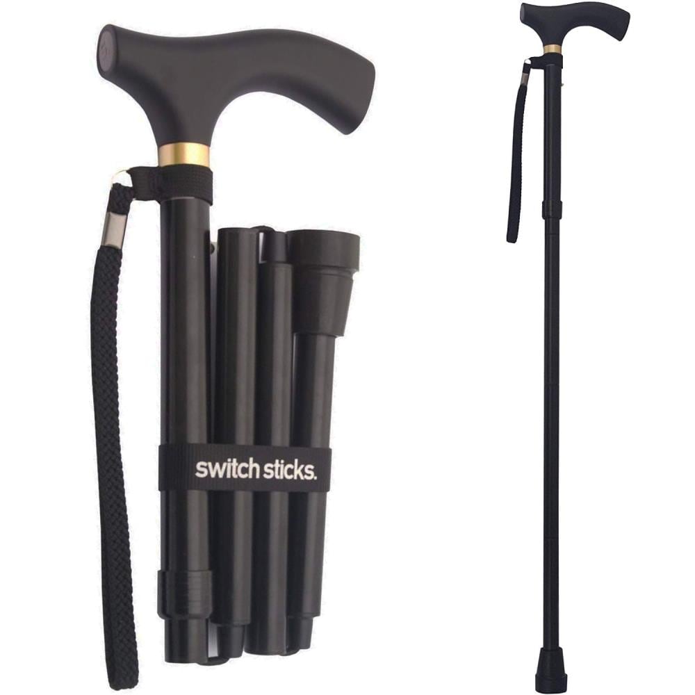 Extra Long Black Crutch Folding Walking Stick