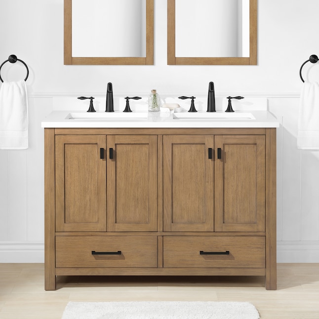 Allen Roth Ronald 48 In Almond Toffee, 60 Vanity Double Sink Dimensions