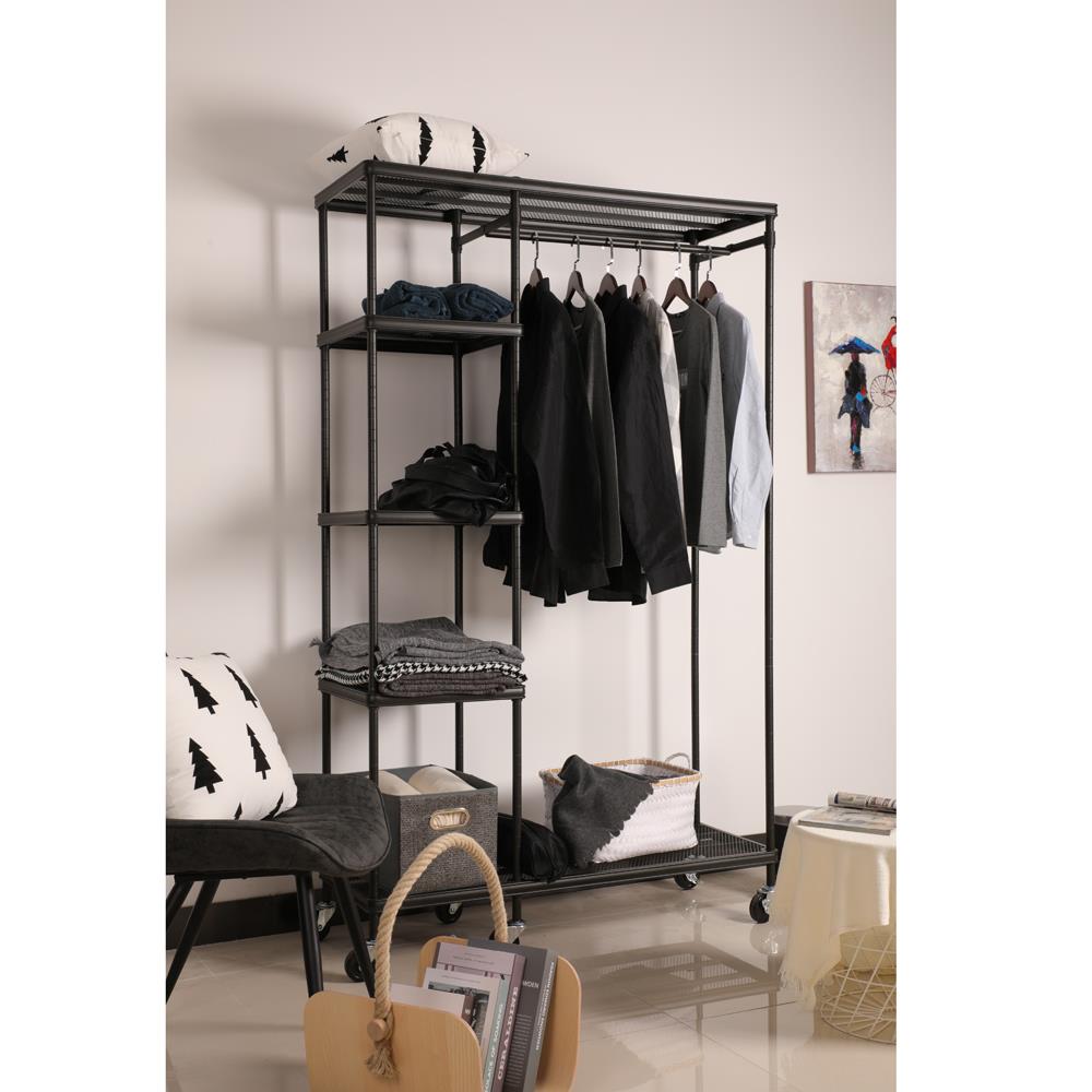 MZG Mesh 16-in D x 45.3-in W x 72-in H 5-Tier Steel Decorative Shelving ...