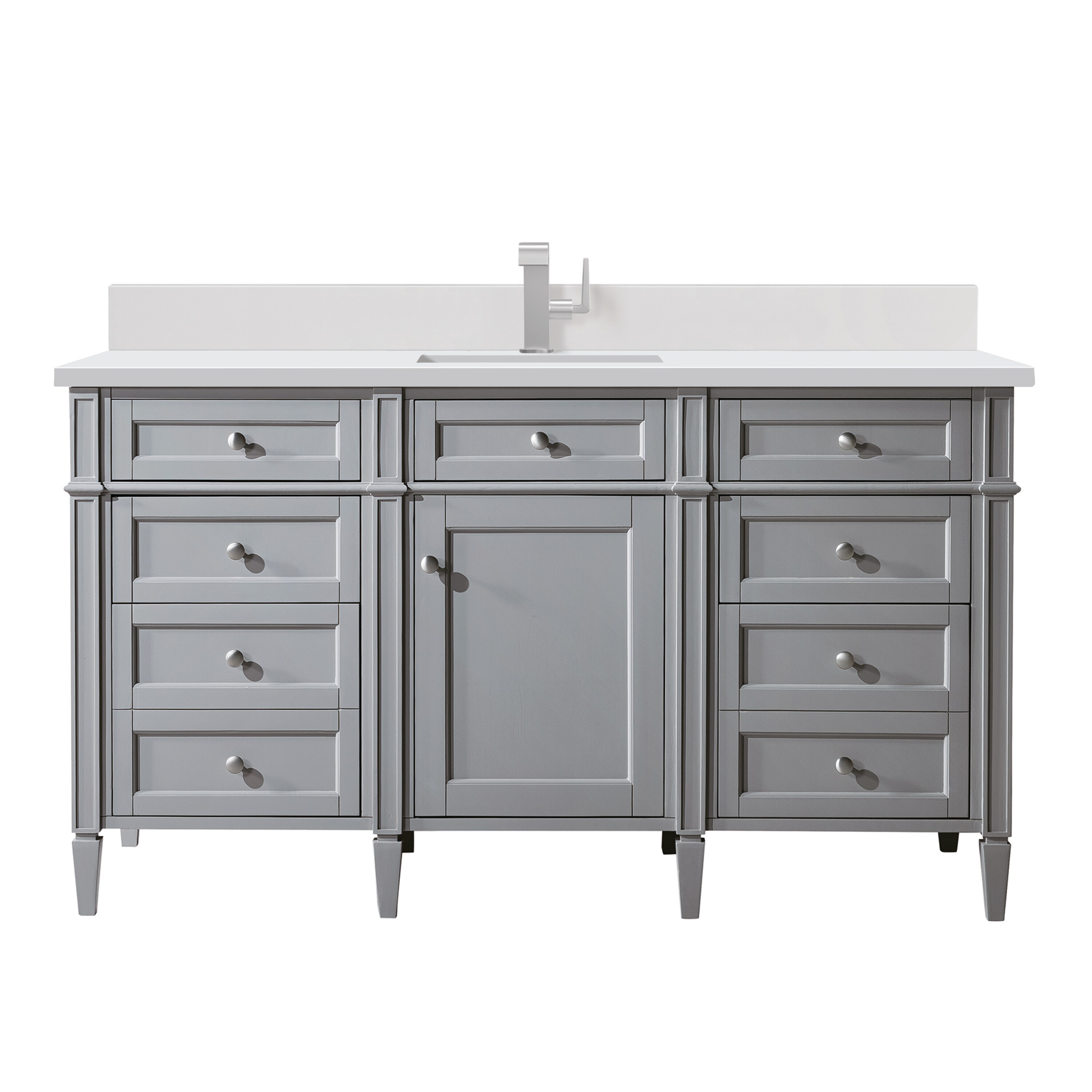 James Martin Vanities 650-V60S-UGR-1WZ Brittany 60-in Urban Gray Undermount Single Sink Bathroom Vanity with White Zeus Quartz Top