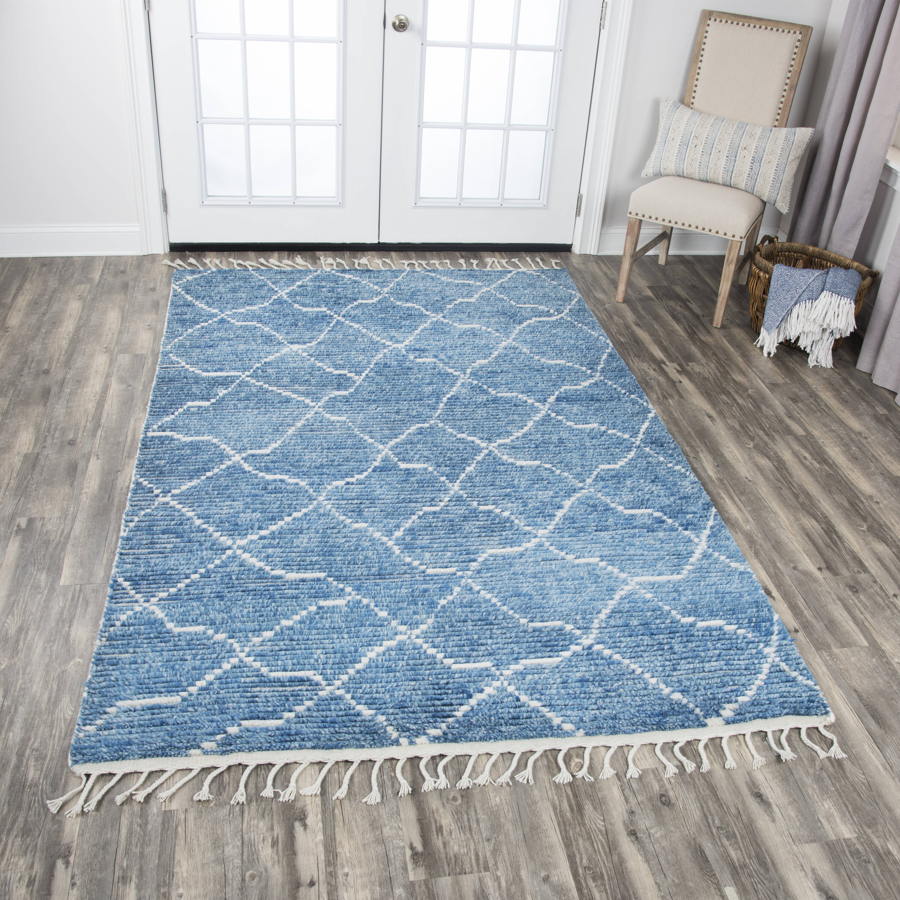 Alora Decor NILNI100509555686 Nile 5 x 8 Wool Blue Indoor Geometric Tropical Area Rug