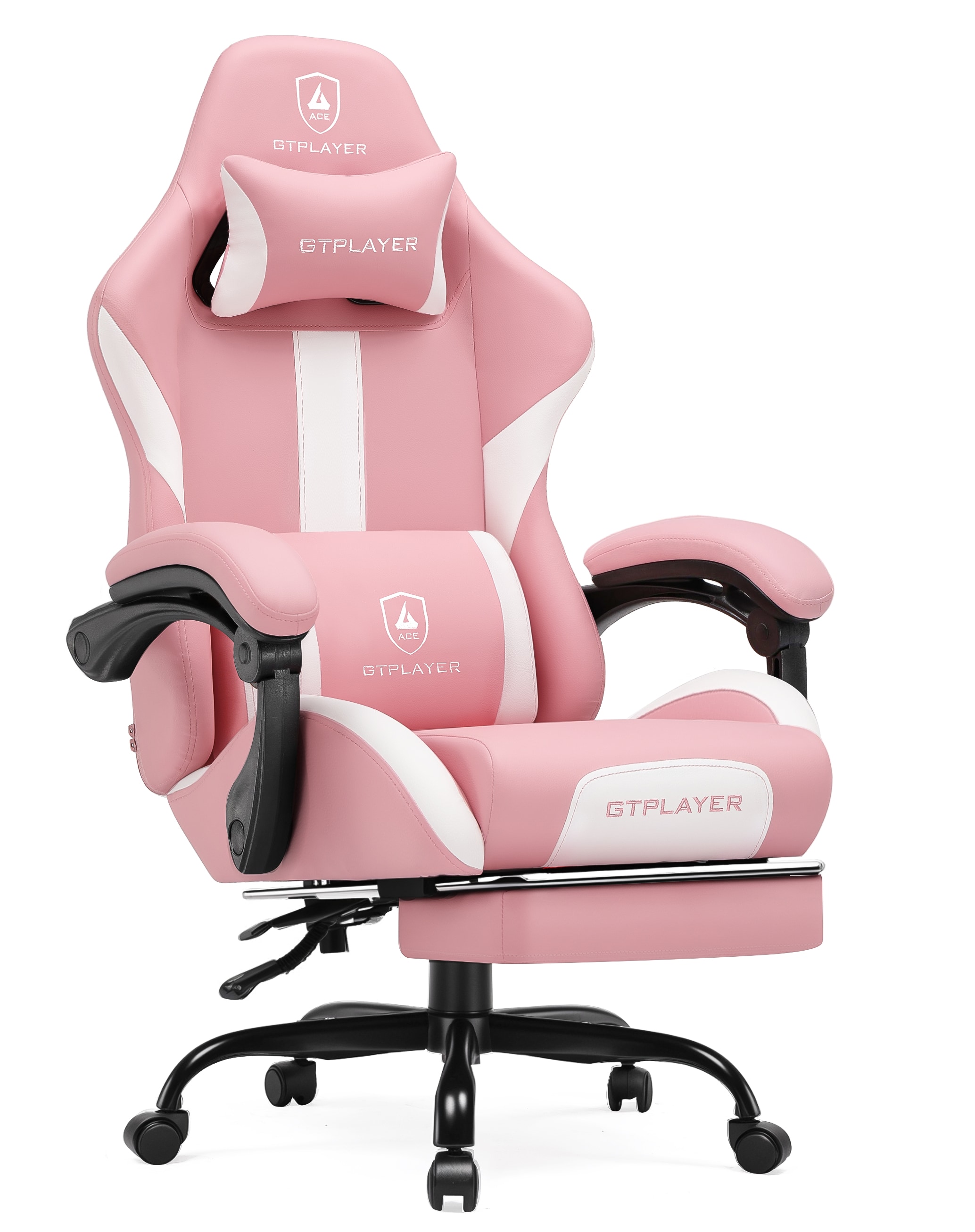 GTPLAYER LOWE'S-GT905-PINK-PU Pink Ergonomic High Back Gaming Chair Faux Leather Computer Chair