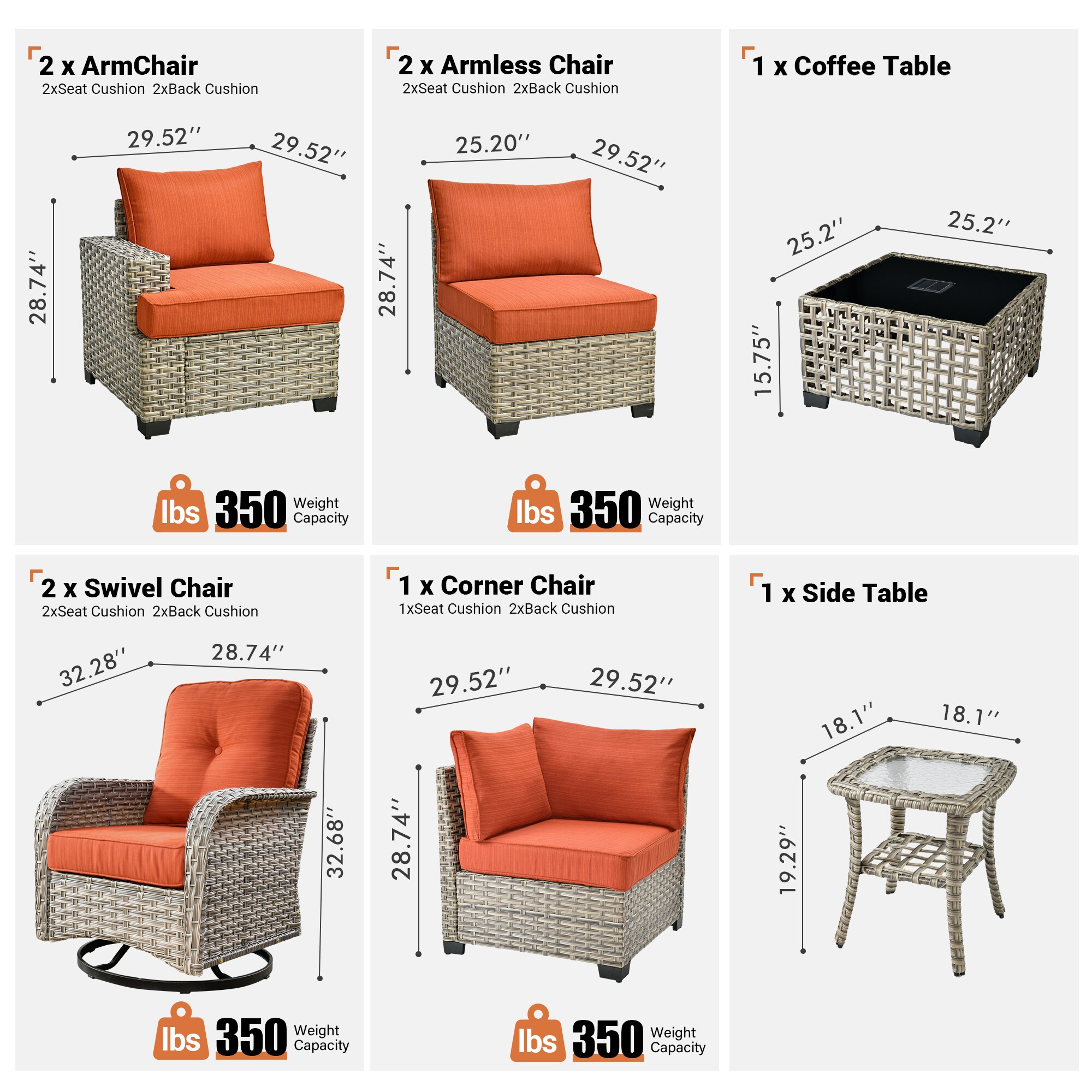 Ovios RFPTS809YV Patio-Conversation-Sets - View #10
