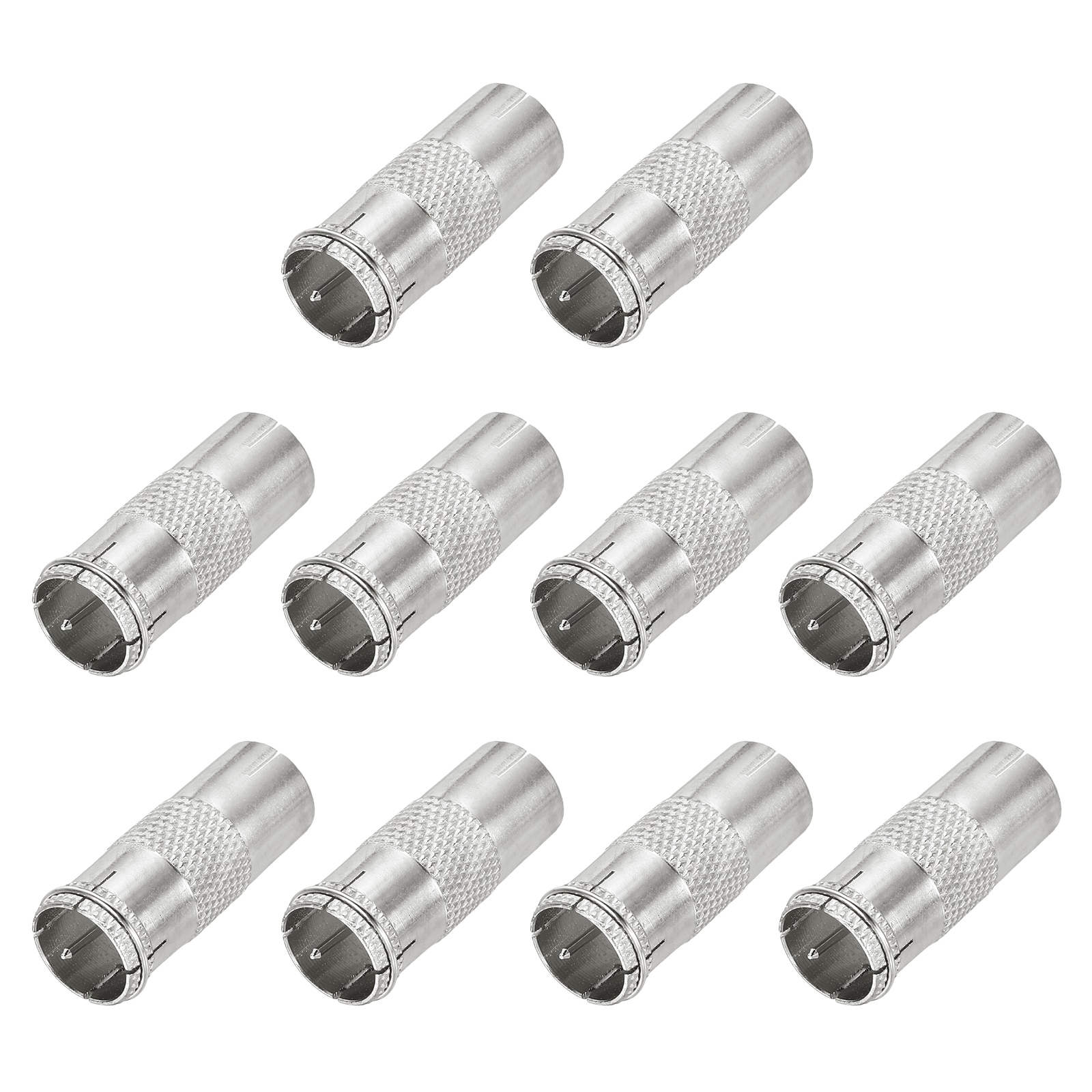 Unique Bargains 10pcs Coaxial Cable Connector Quick Push On Male to PAL Female Adapter Extender 75 Ohm Nickel Plated F Type Coax Extension Coupler Convertor 29x11.5mm for Broadcast Antenna